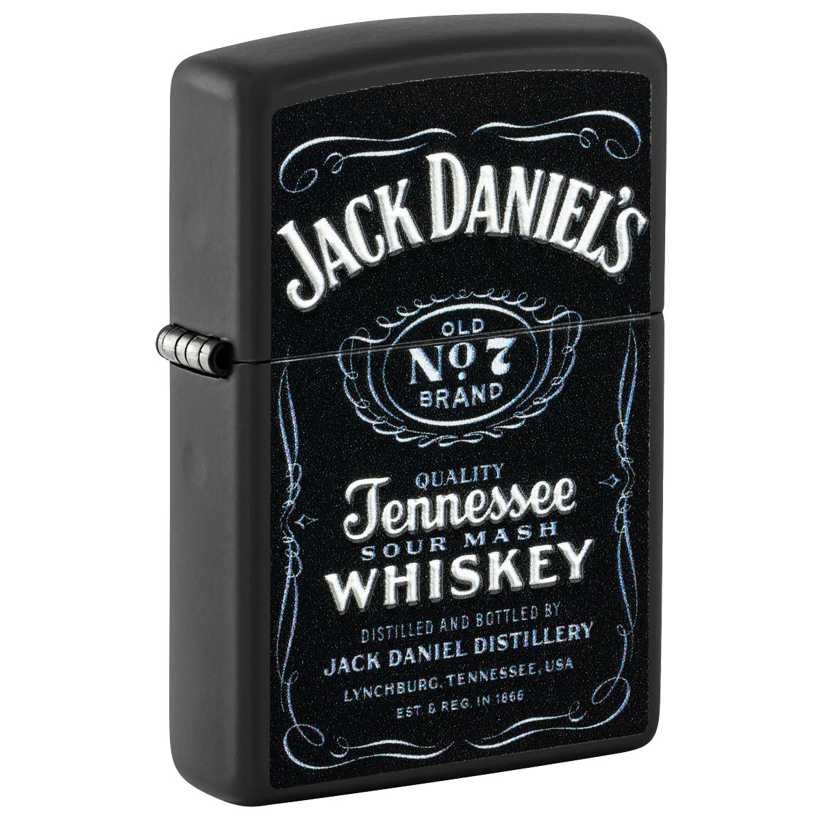 Zippo Lighter: Jack Daniels, Texture Logo - Black Matte 49281