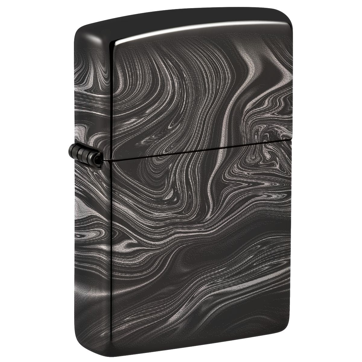Zippo Lighter: Marble Pattern - High Polish Black 49812