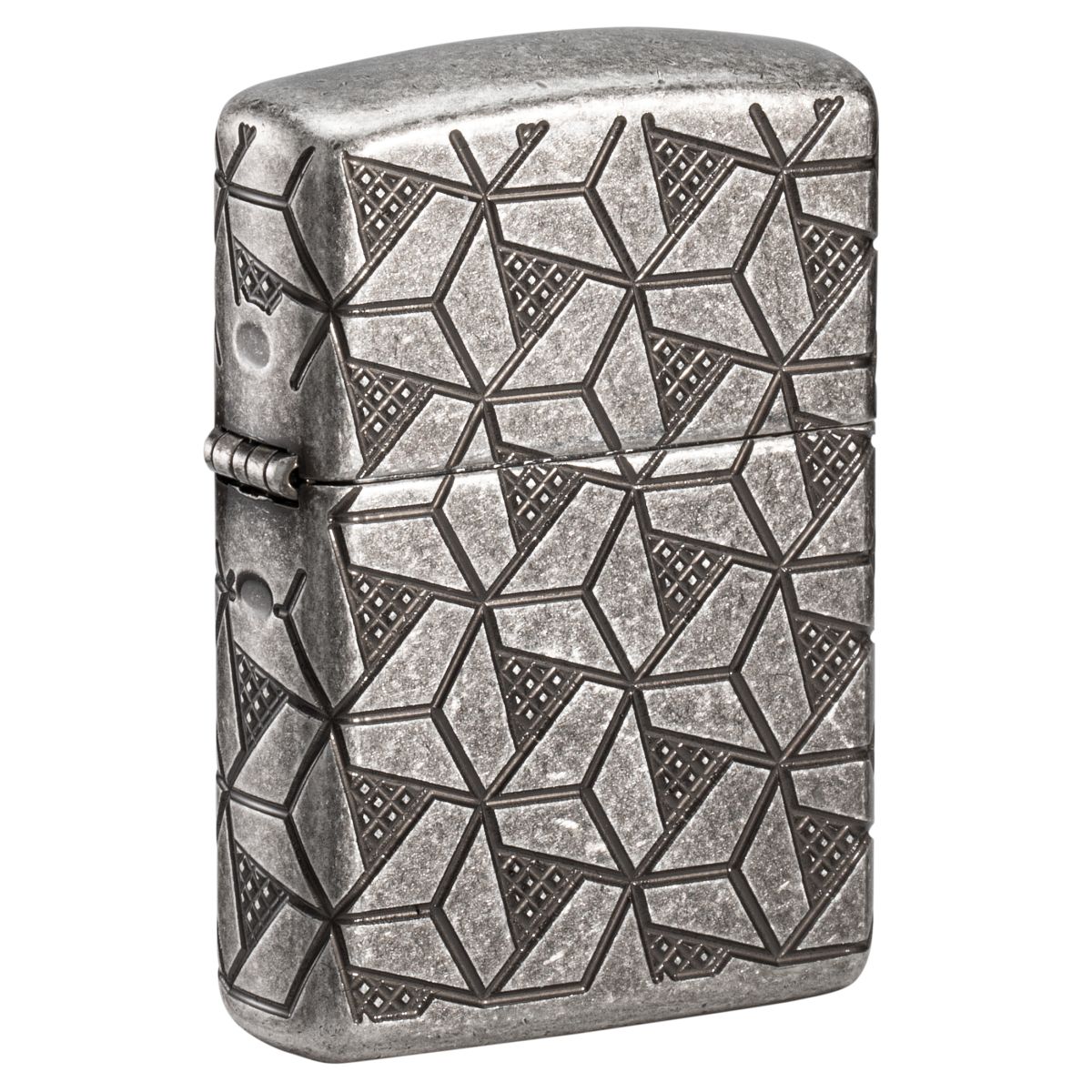 Zippo Lighter: Armor MultiCut Geometric Deep Carve - Antique Silver 49883