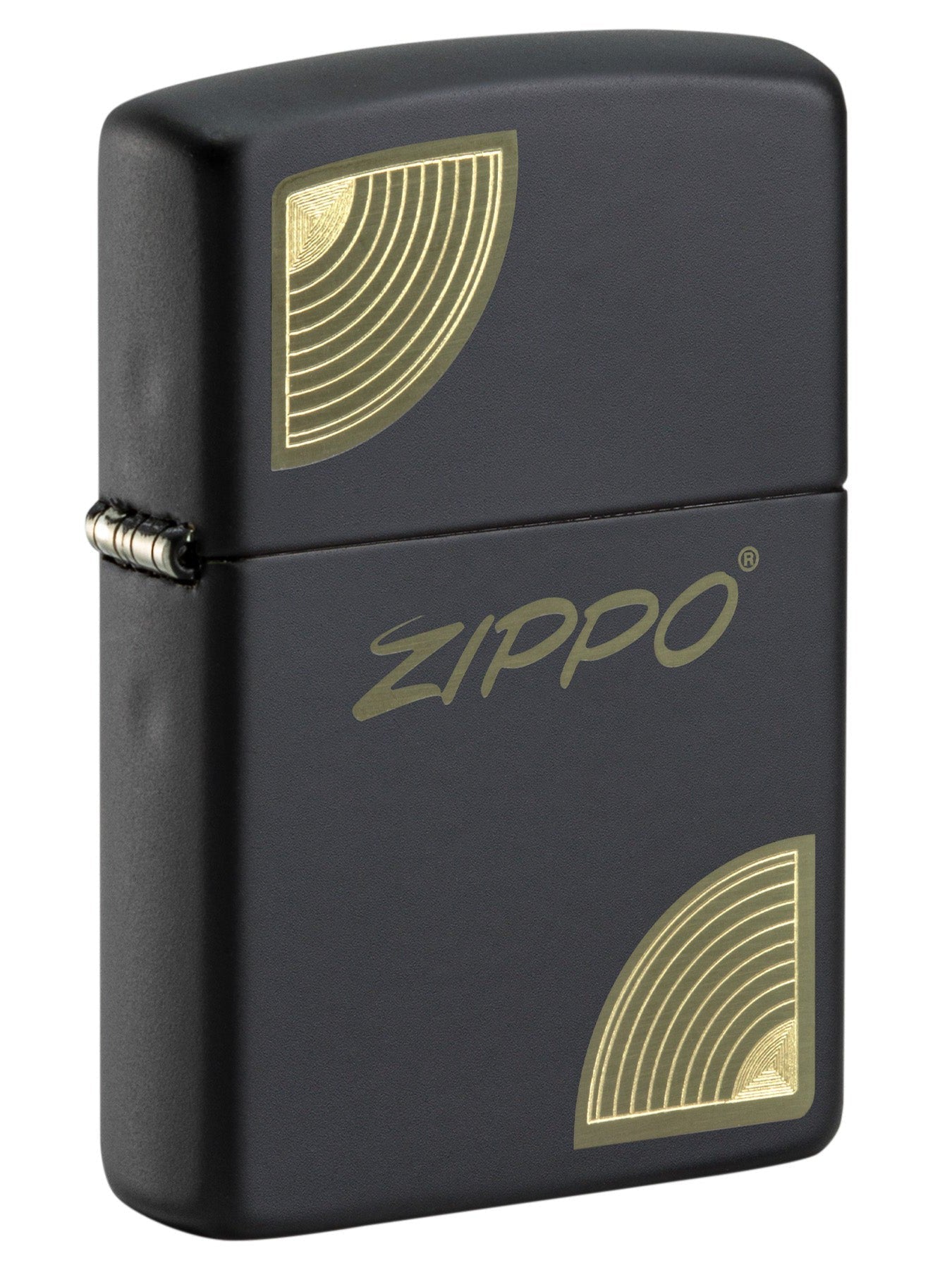 Zippo Lighter: Engraved Design with Zippo Logo - Black Matte 61028