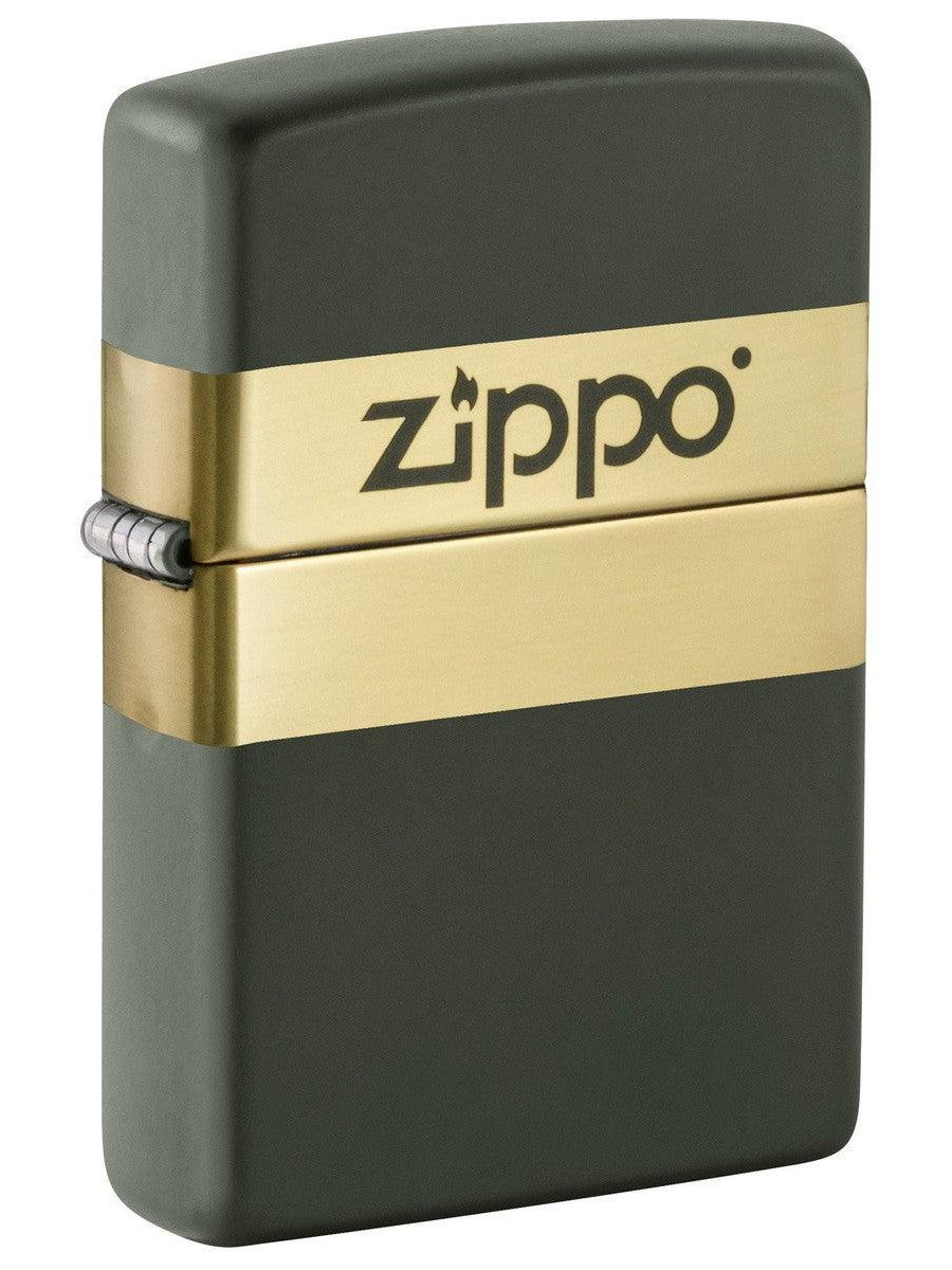 Zippo Lighter: Ribbon with Zippo Logo, Engraved - Green Matte 81492