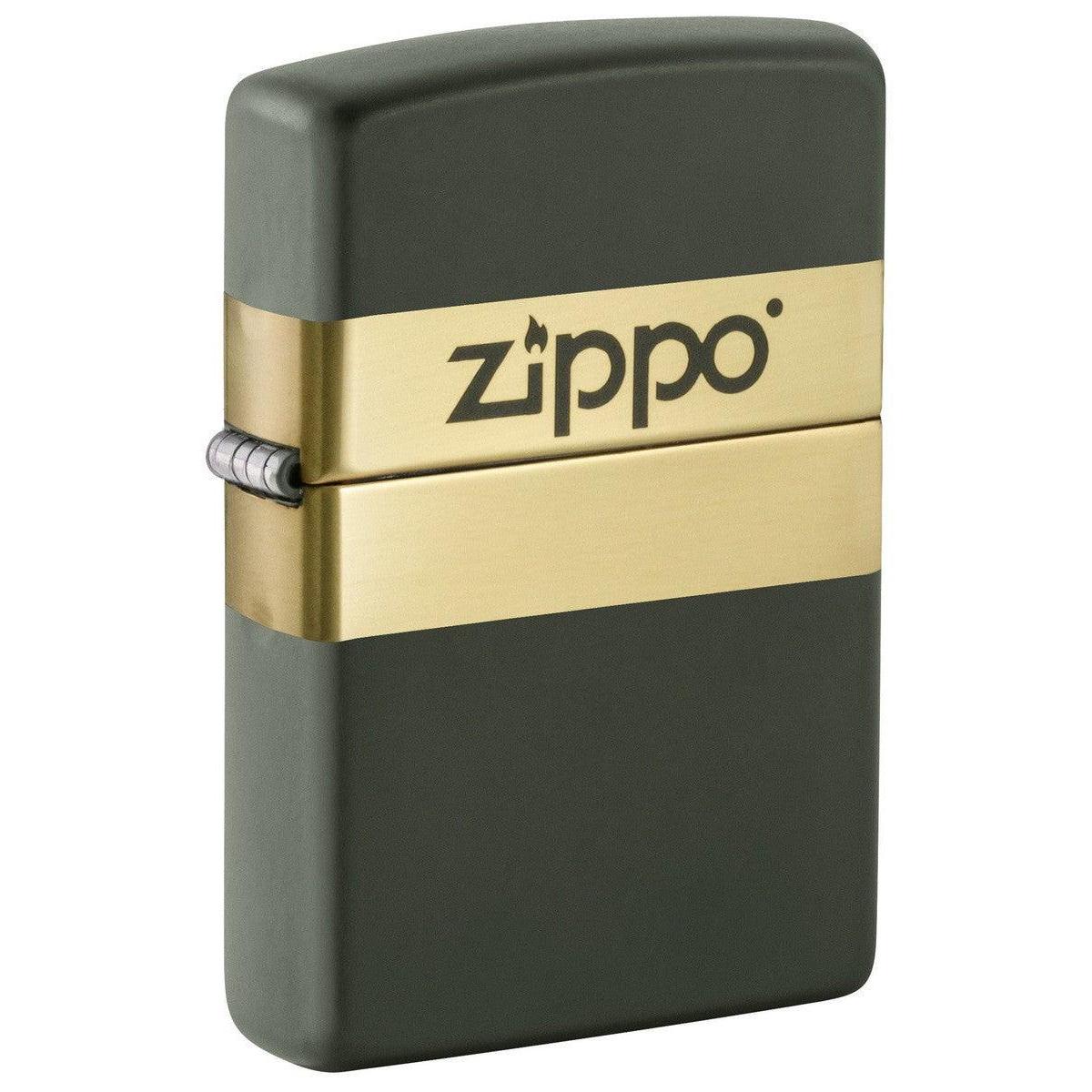 Zippo Lighter: Ribbon with Zippo Logo, Engraved - Green Matte 81492