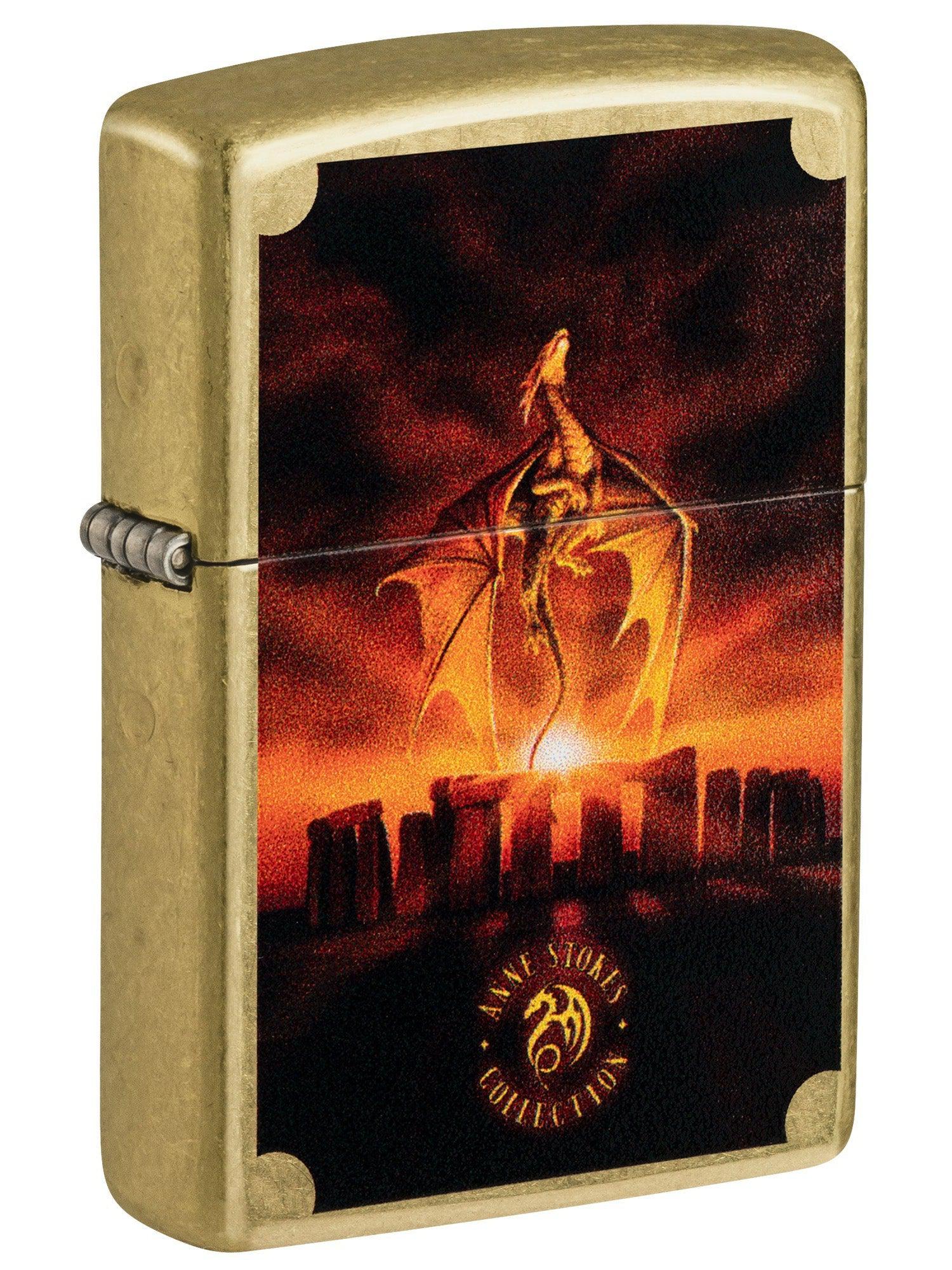 Zippo Lighter: Anne Stokes Dragon at Stonehenge - Street Brass 81496