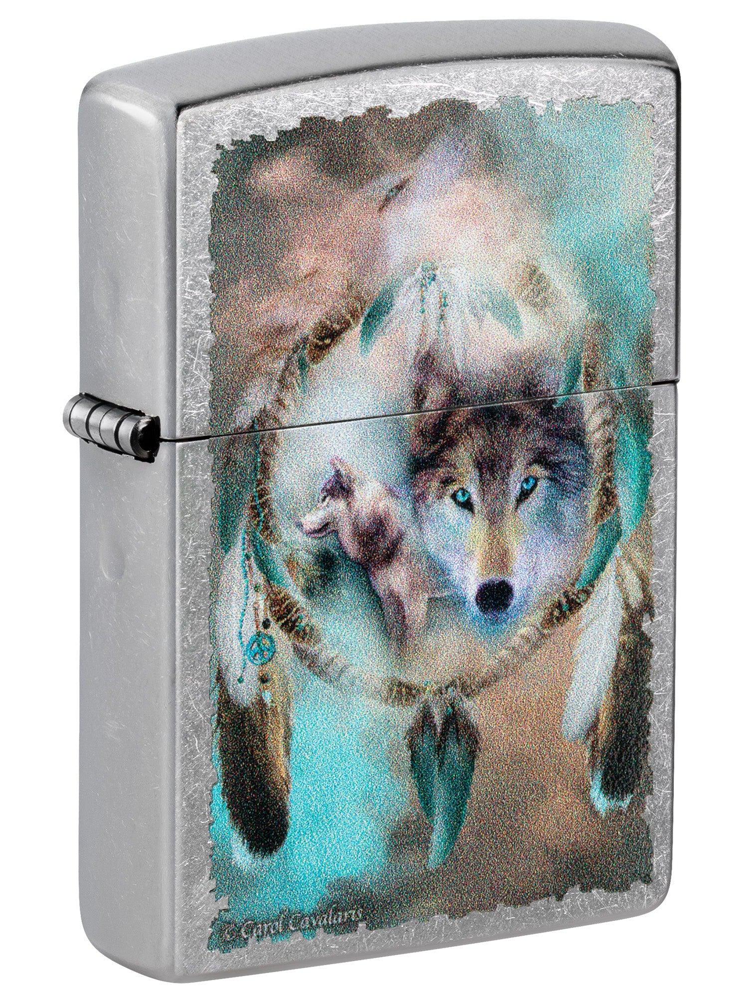 Zippo Lighter: Wolves and Dreamcatcher by Carol Cavalaris - Street Chrome 81505