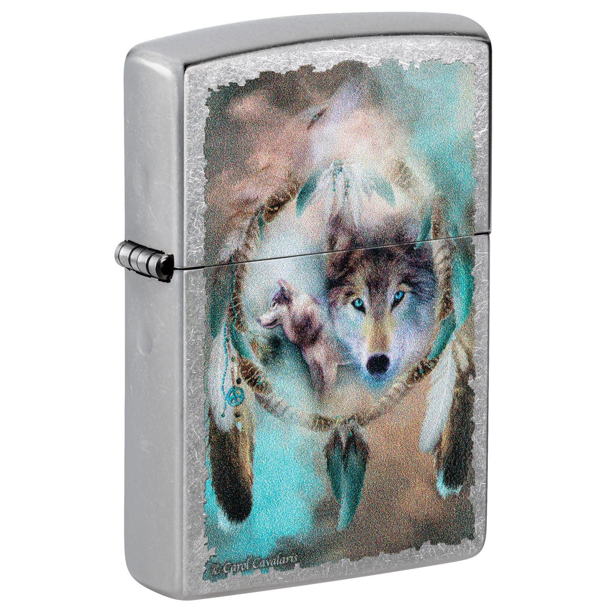 Zippo Lighter: Wolves and Dreamcatcher by Carol Cavalaris - Street Chrome 81505