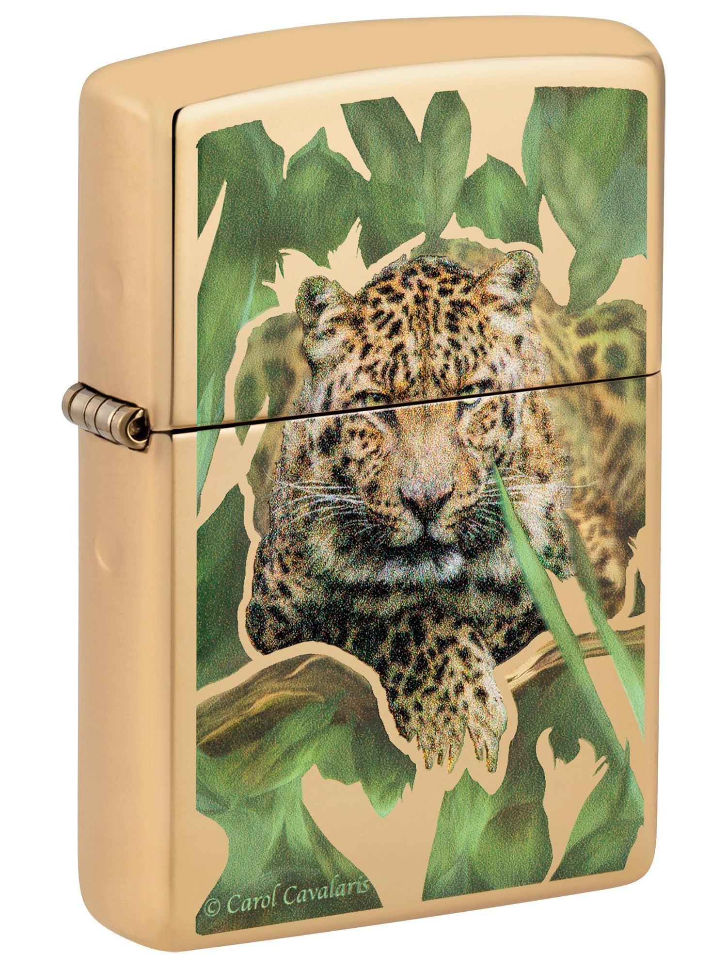 Zippo Lighter: Cheetah by Carol Cavalaris - High Polish Brass 81507