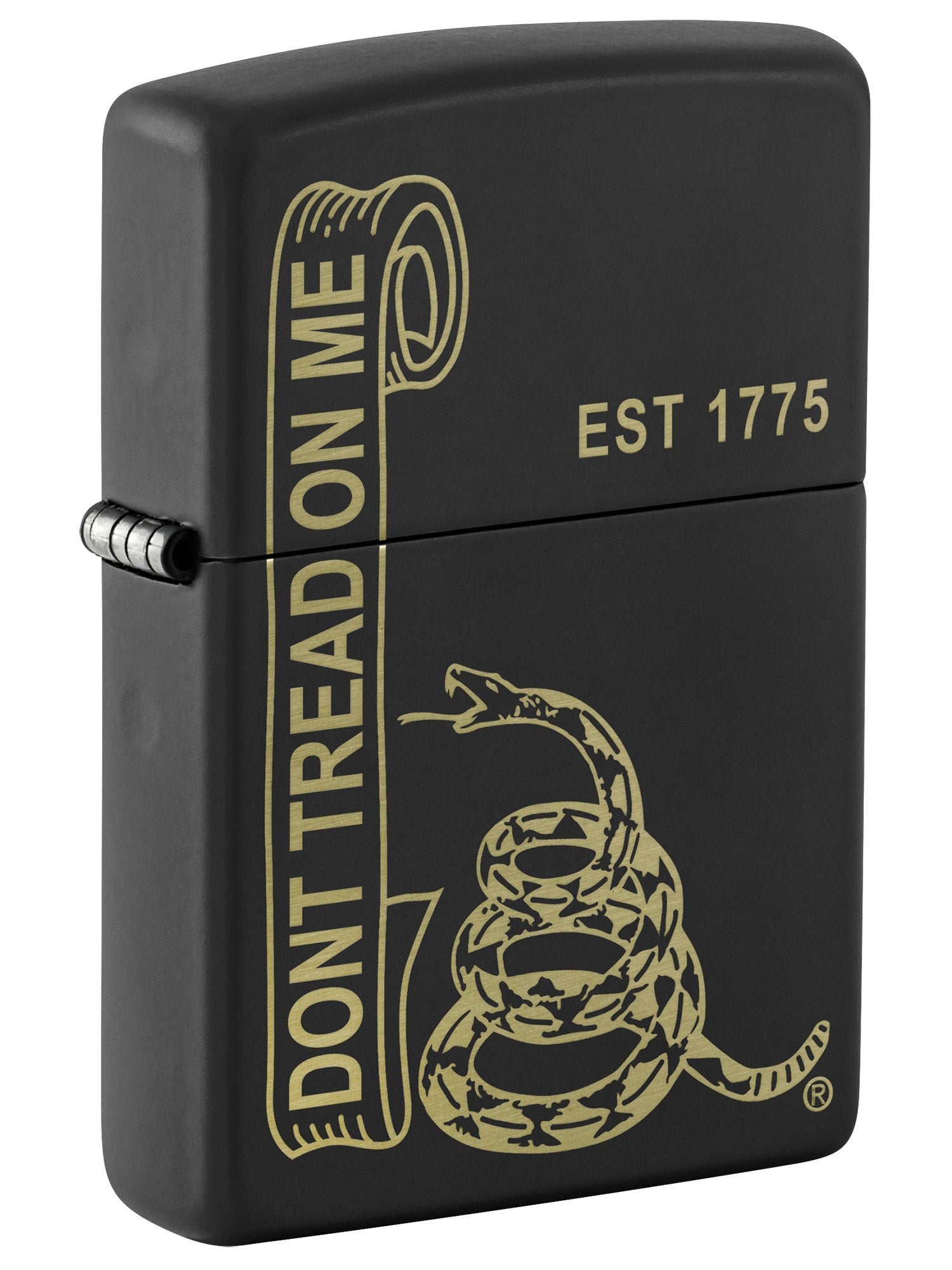 Zippo Lighter: Don't Tread on Me, Engraved - Black Matte 81509