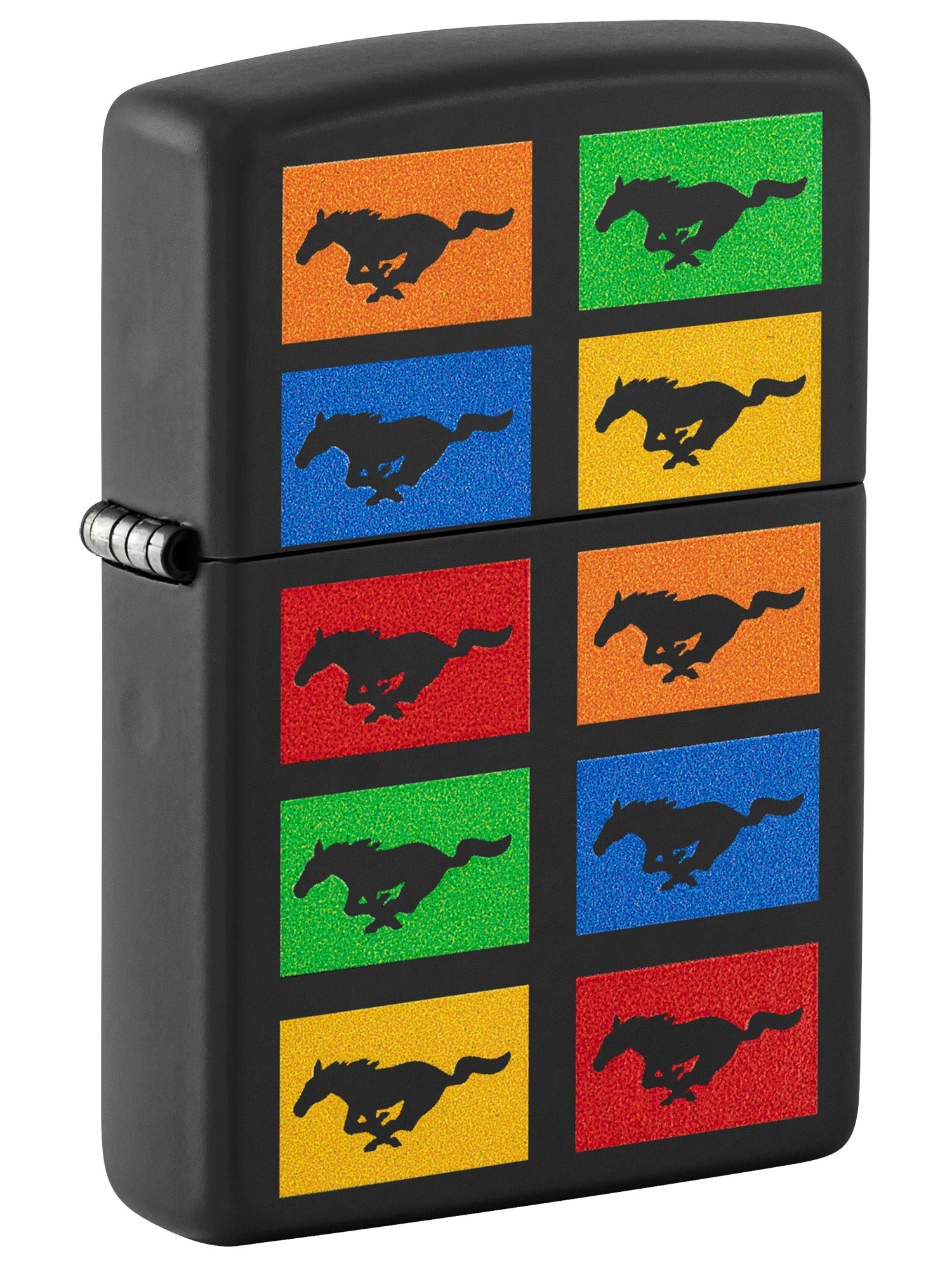 Zippo Lighter: Ford Mustang Logos - Black Matte 81512