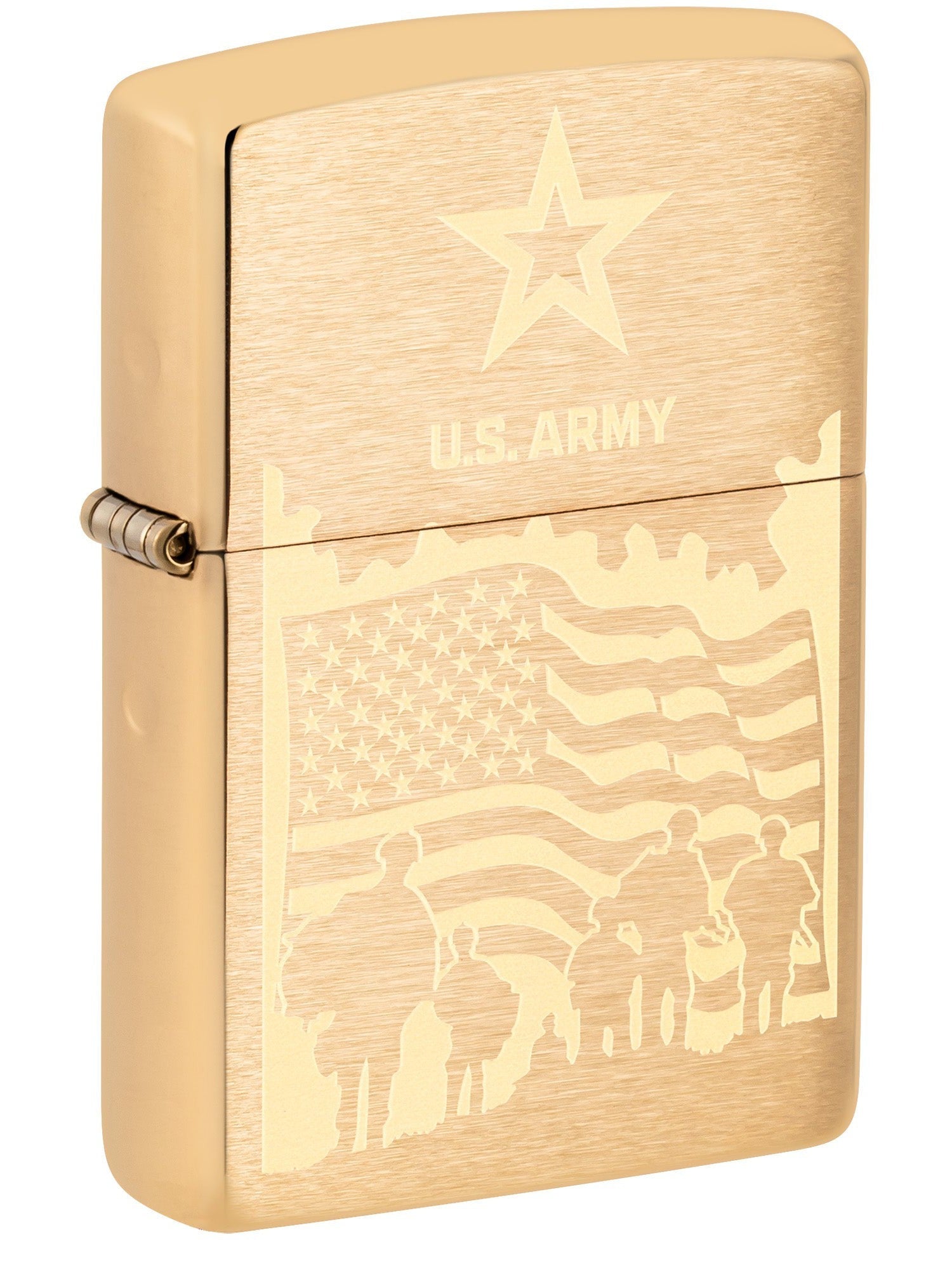 Zippo Lighter: U.S. Army Soldiers, Engraved - Brushed Brass 81532