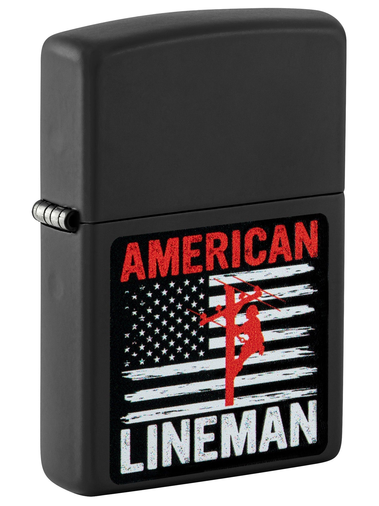 Zippo Lighter: American Lineman - Black Matte 81563