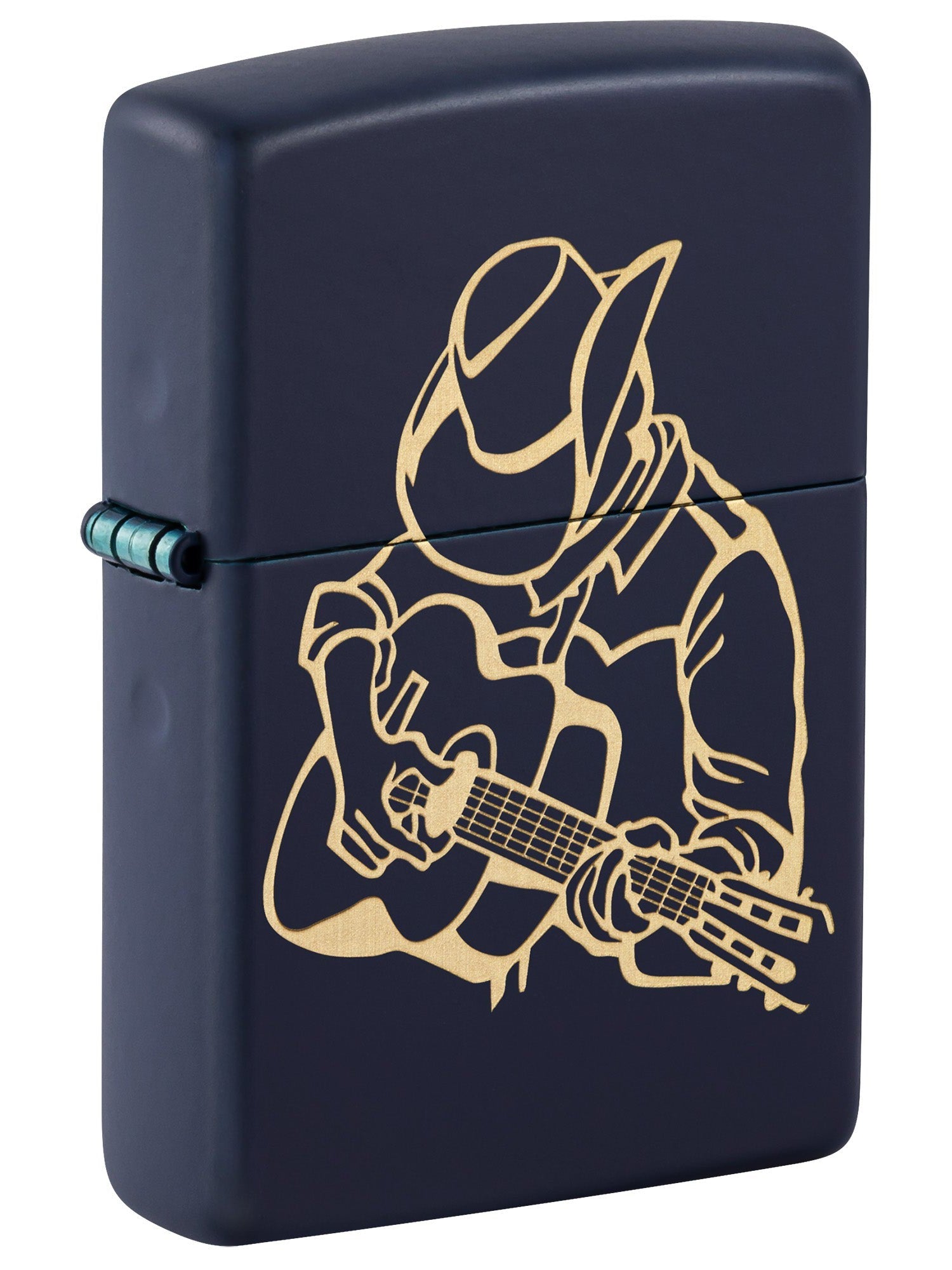 Zippo Lighter: Cowboy with Guitar, Engraved - Navy Matte 81586