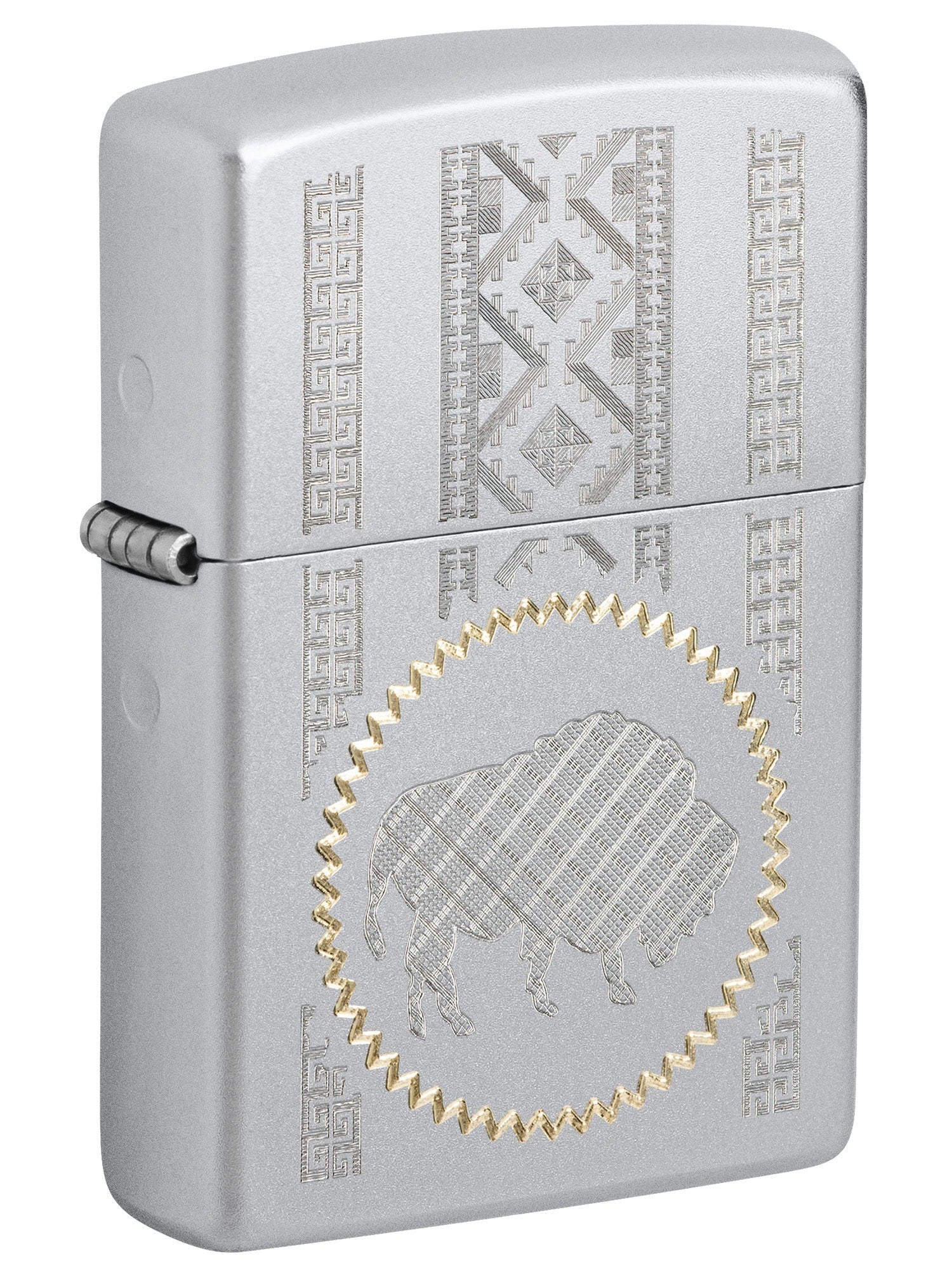 Zippo Lighter: Engraved Buffalo Design - Satin Chrome 81588