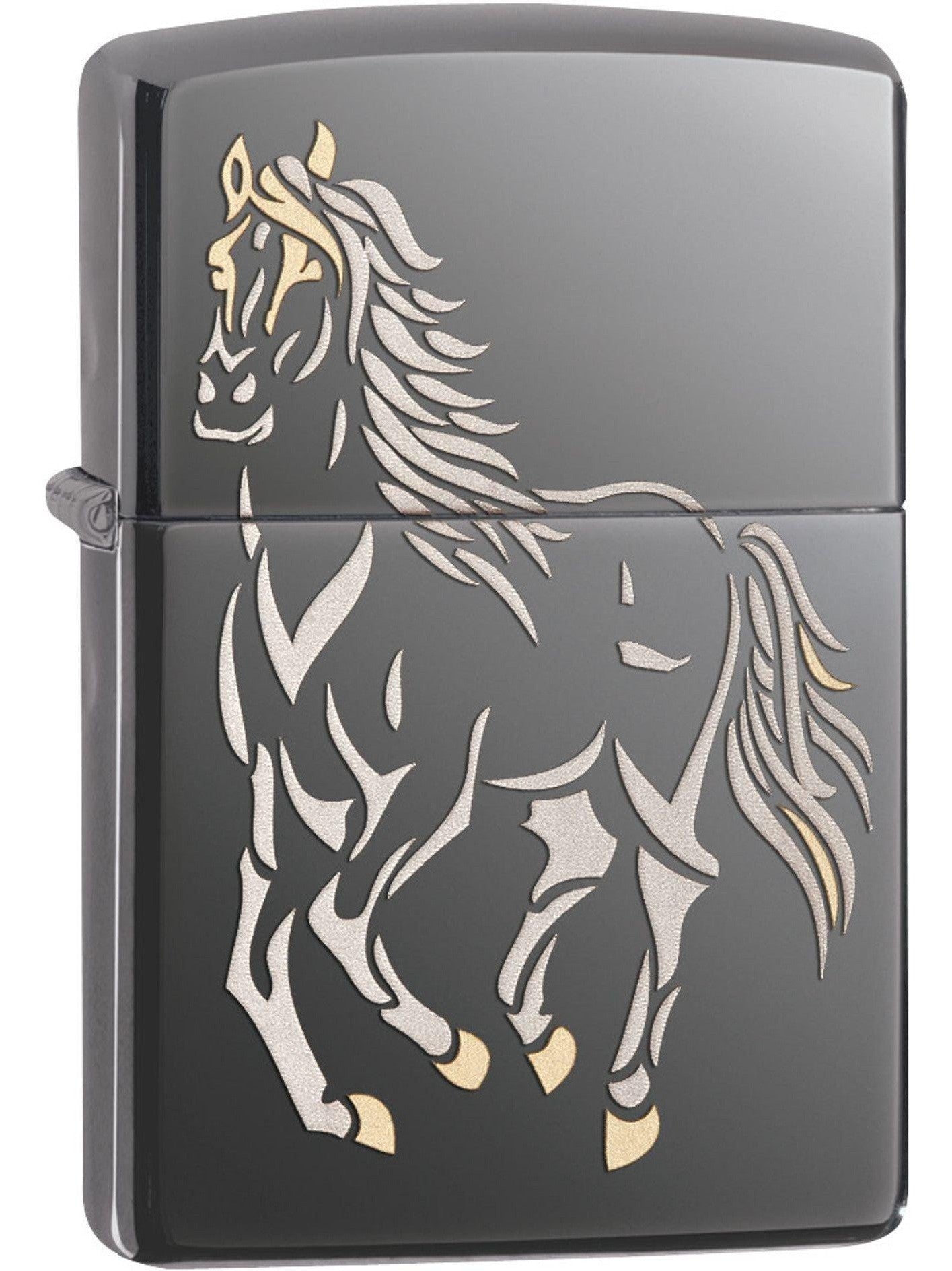 Zippo Lighter: Running Horse - Black Ice 81592