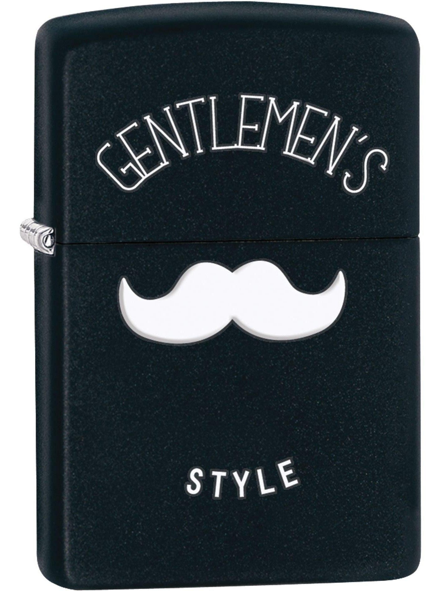 Zippo Lighter: Gentlemens Style Mustache - Black Matte 81594