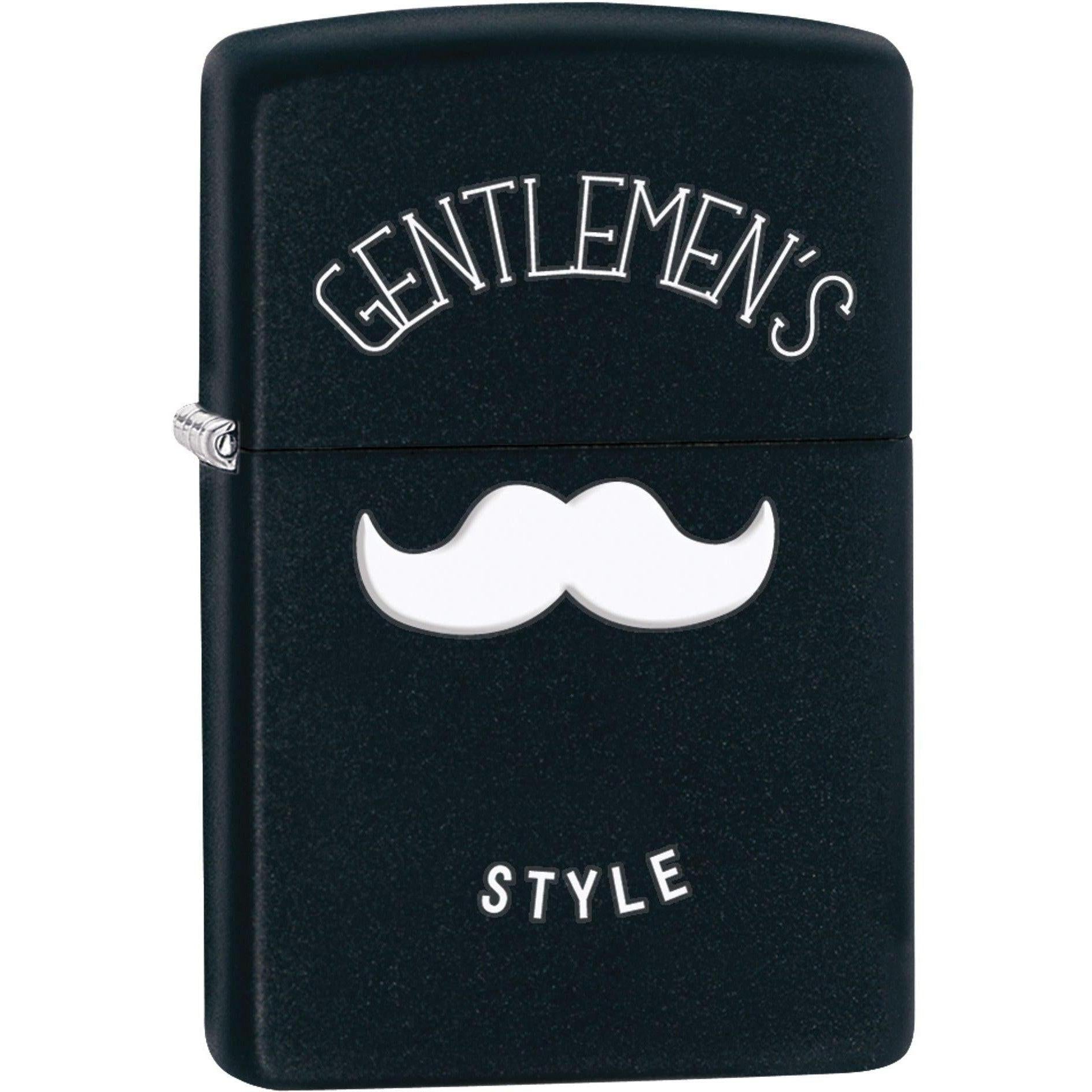 Zippo Lighter: Gentlemens Style Mustache - Black Matte 81594