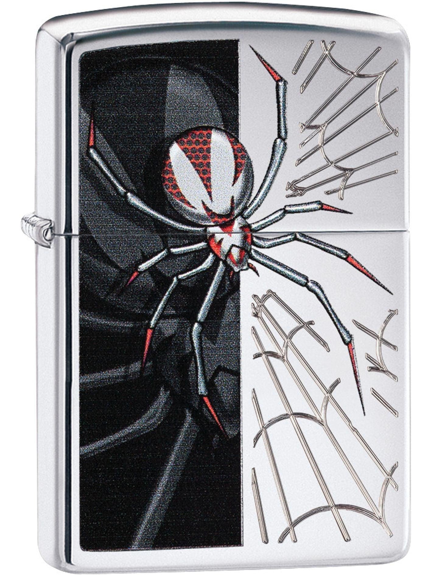 Zippo Lighter: Spider and Web - High Polish Chrome 81596