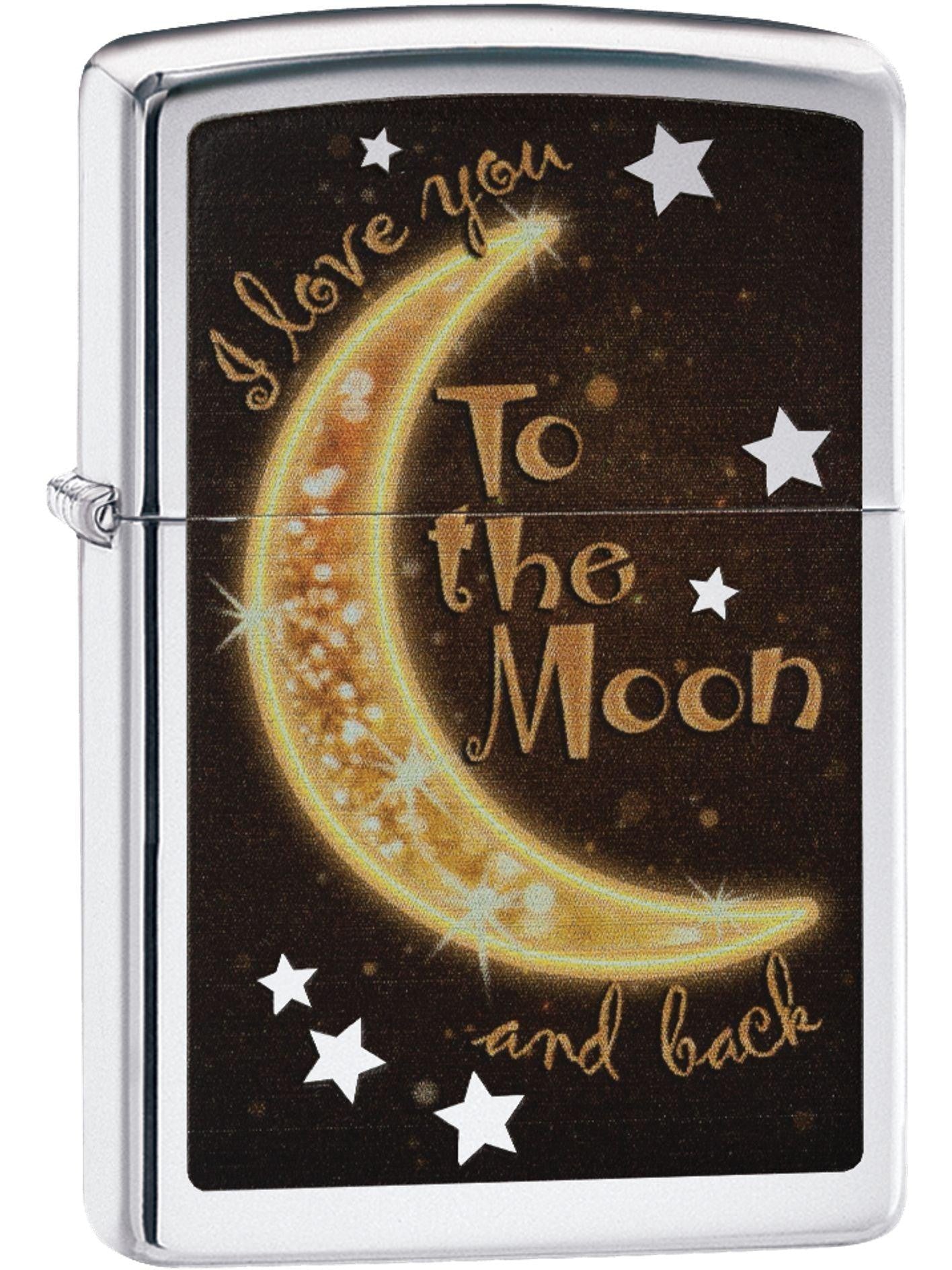 Zippo Lighter: I Love You to the Moon - High Polish Chrome 81600