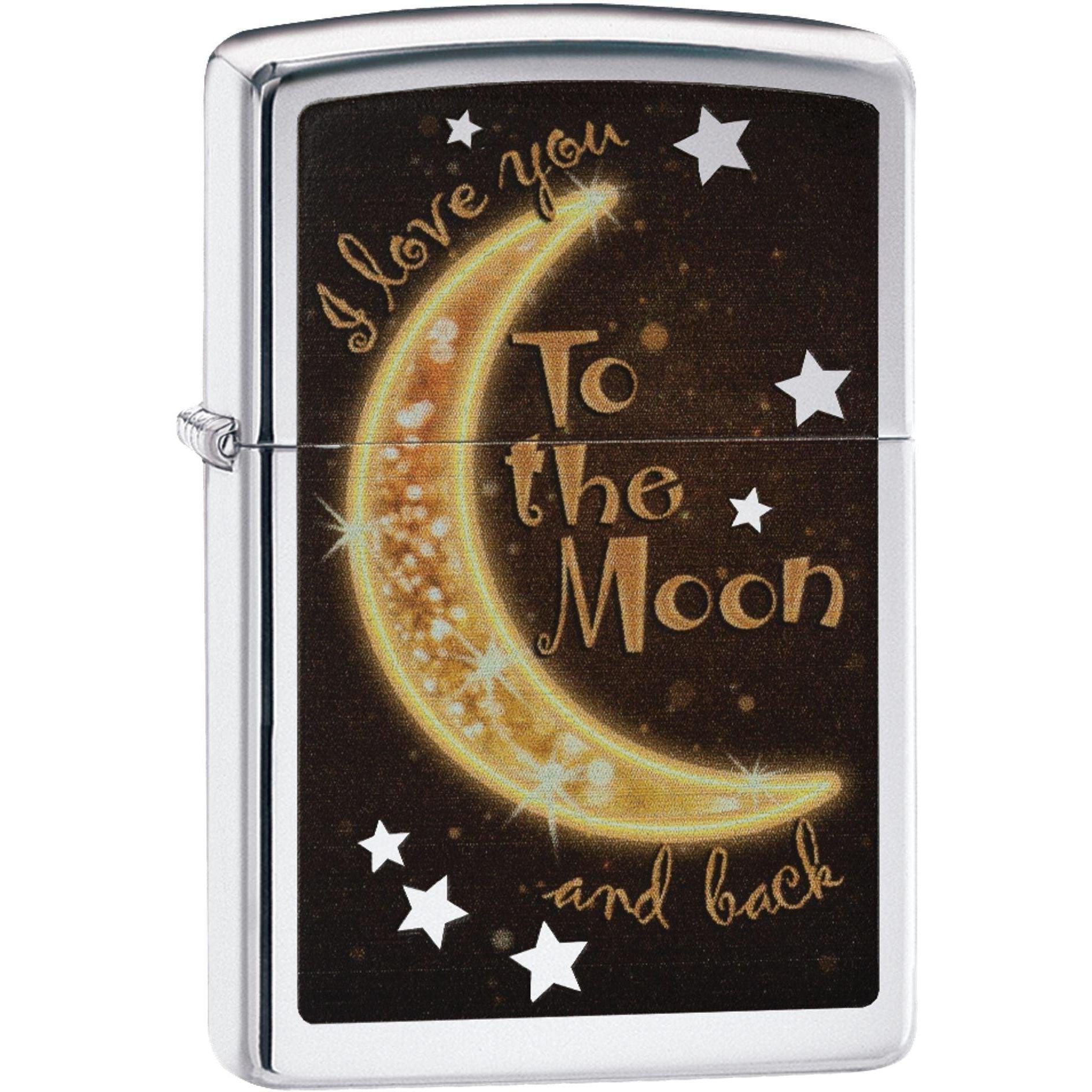 Zippo Lighter: I Love You to the Moon - High Polish Chrome 81600