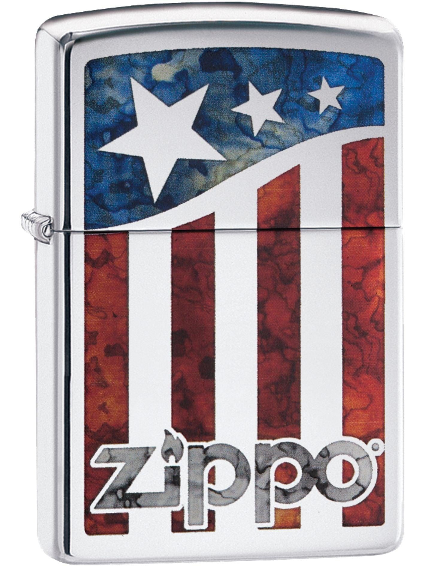 Zippo Lighter: Fusion American Flag - High Polish Chrome 81602