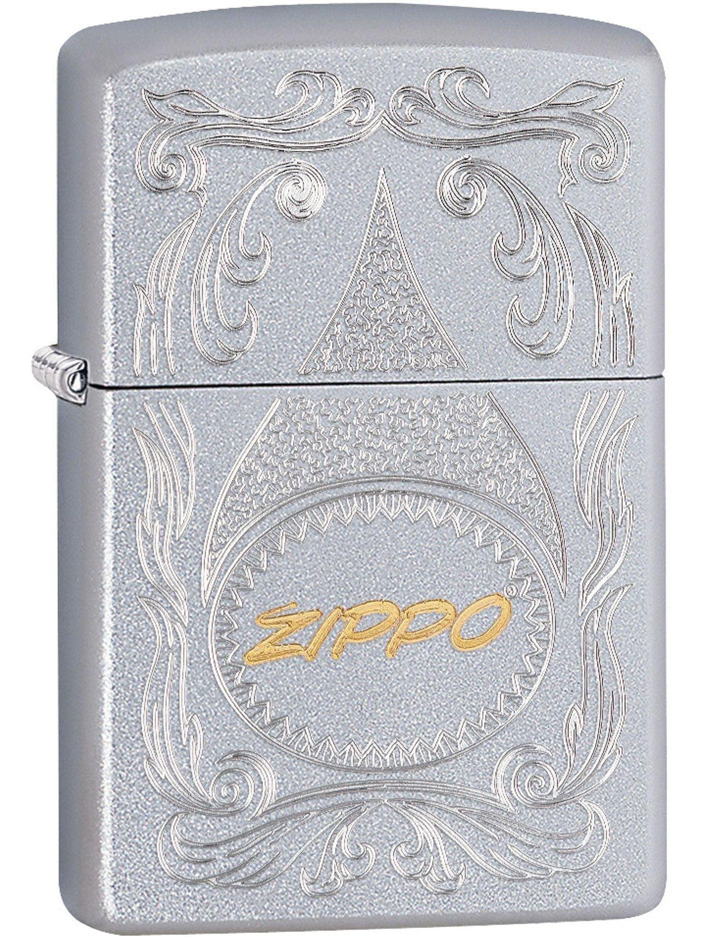 Zippo Lighter: Engraved Fuel Drop - Satin Chrome 81607