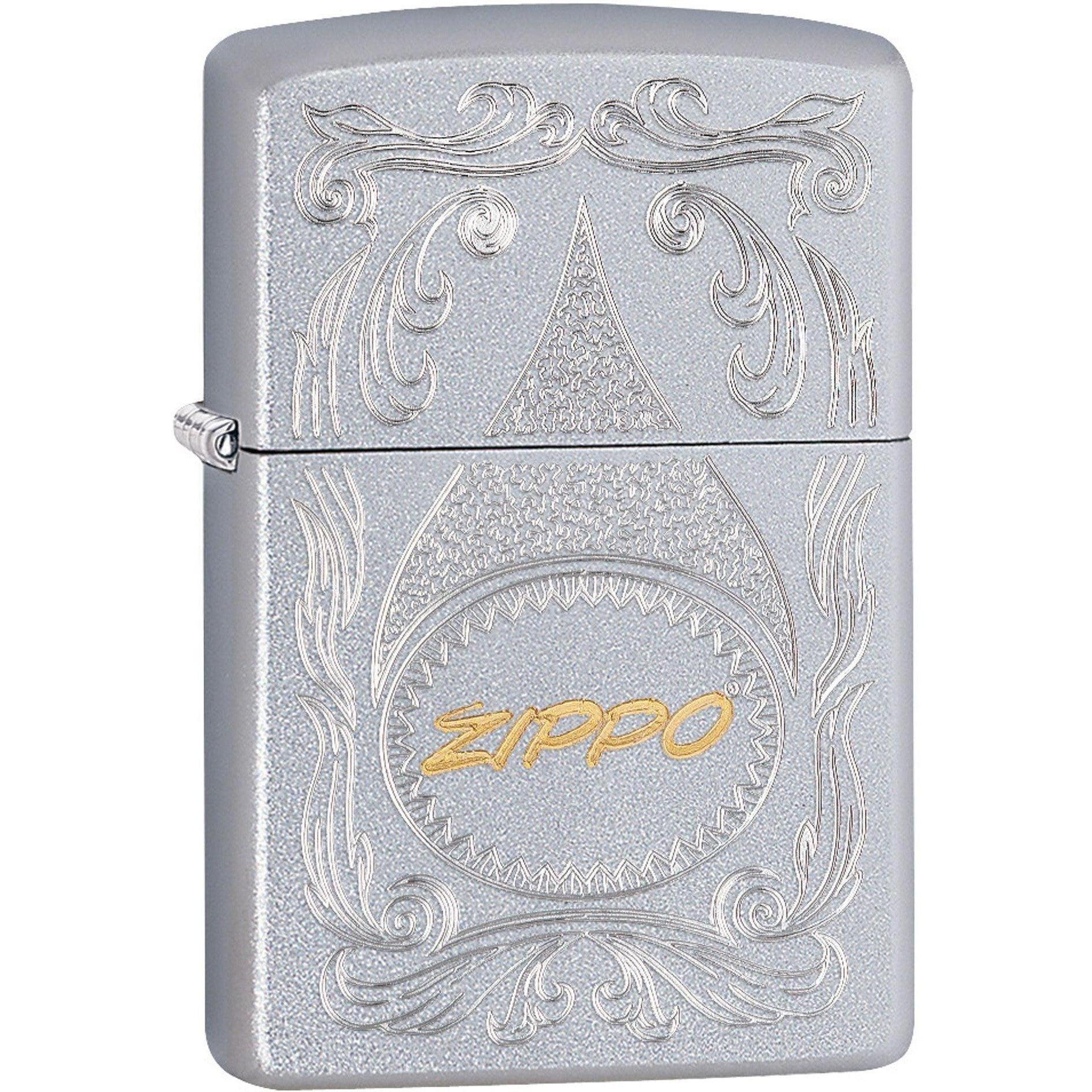 Zippo Lighter: Engraved Fuel Drop - Satin Chrome 81607