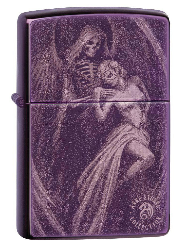 Zippo Lighter: Anne Stokes Skeleton Angel - High Polish Purple 81608