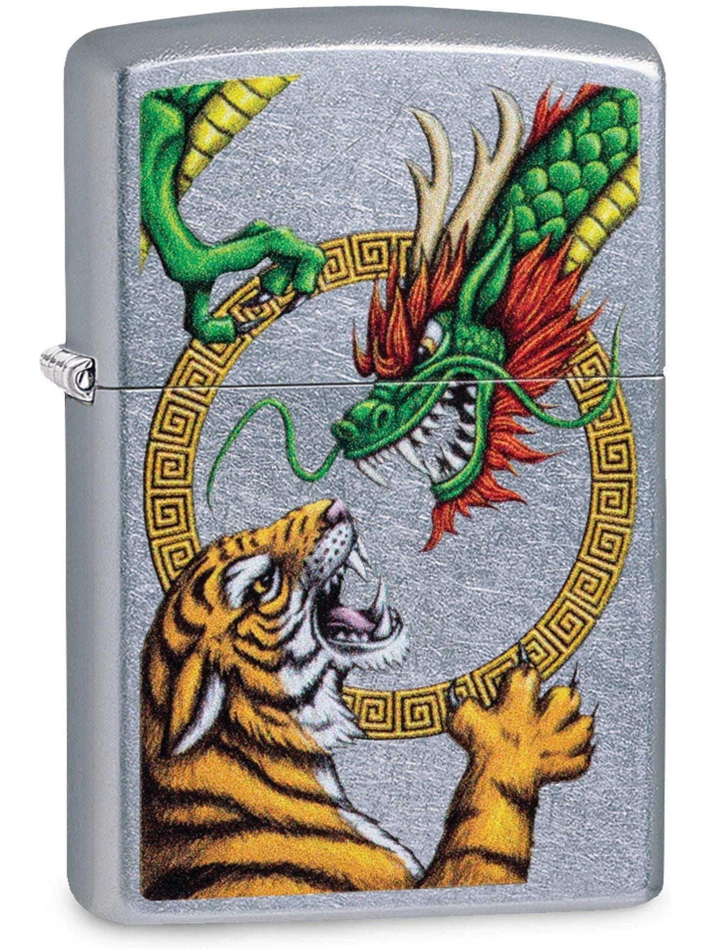 Zippo Lighter: Chinese Dragon and Tiger - Street Chrome 81609