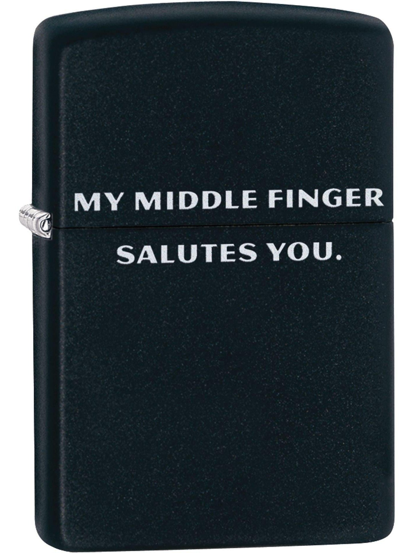 Zippo Lighter: Middle Finger Salutes You - Black Matte 81611