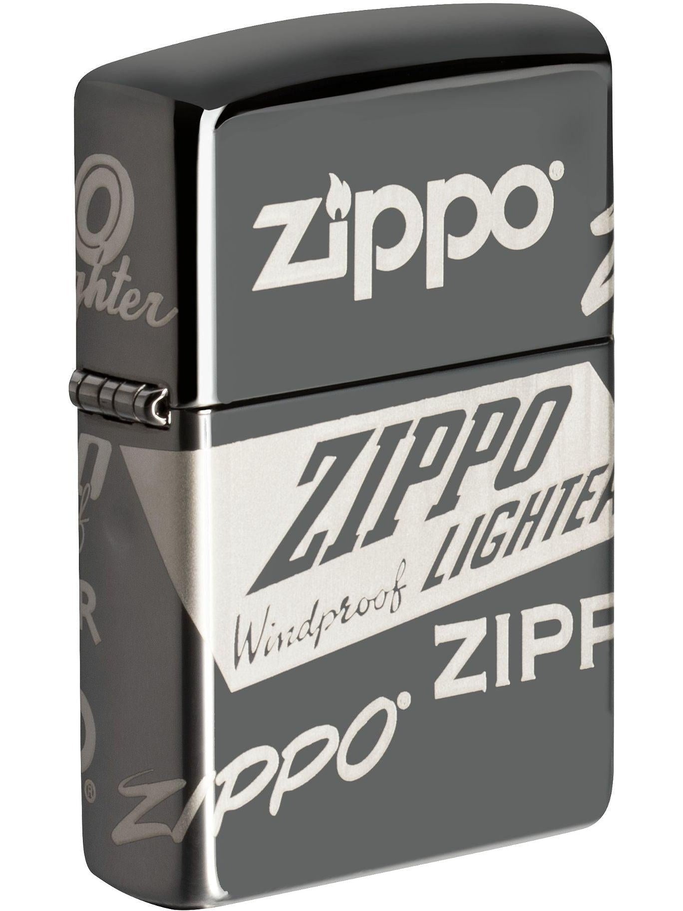 Zippo Lighter: Logo Design, 360 Laser - Black Ice 81616