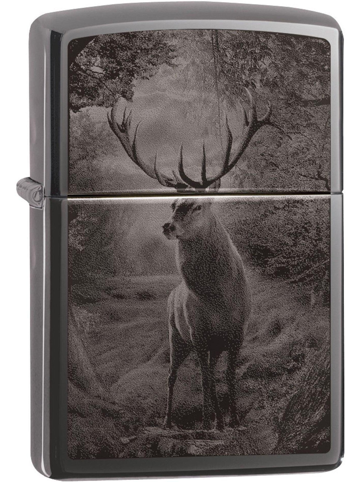 Zippo Lighter: Deer Design, Photo Image - Black Ice 81617