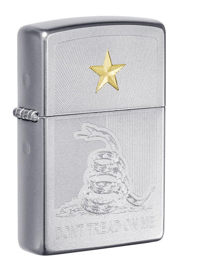 Zippo Lighter: Don't Tread On Me, Engraved - Satin Chrome 81623