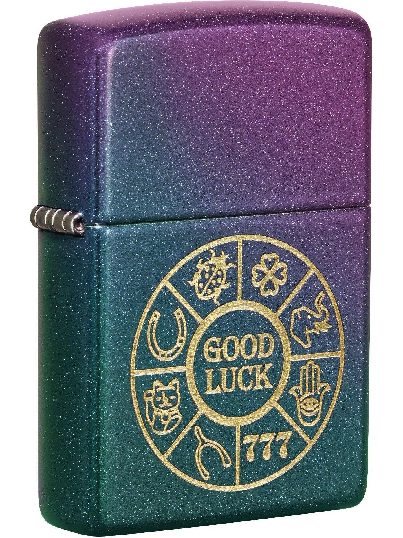 Zippo Lighter: Good Luck Symbols, Engraved - Iridescent 81625