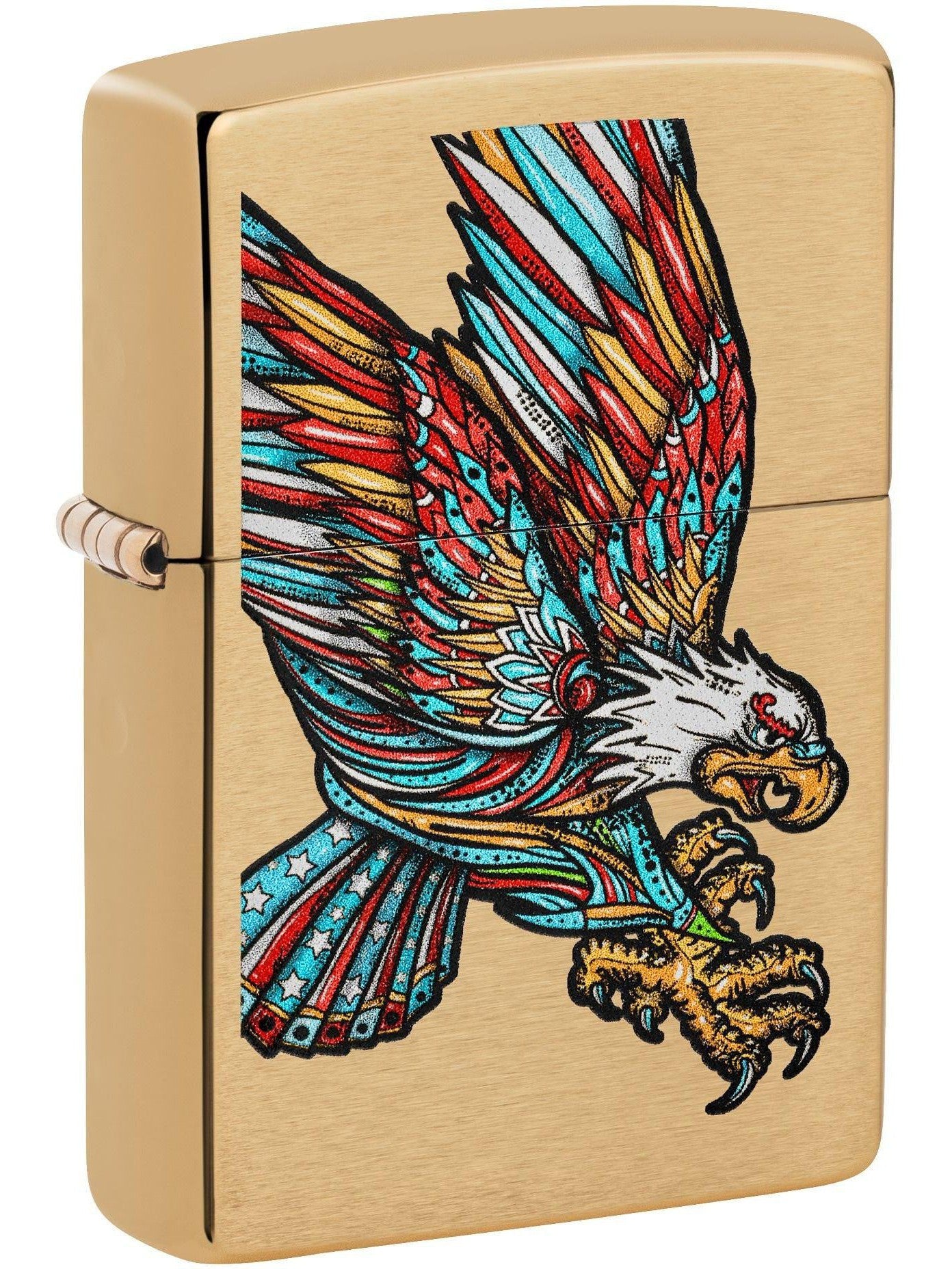 Zippo Lighter: Colorful Bald Eagle - Brushed Brass 81630