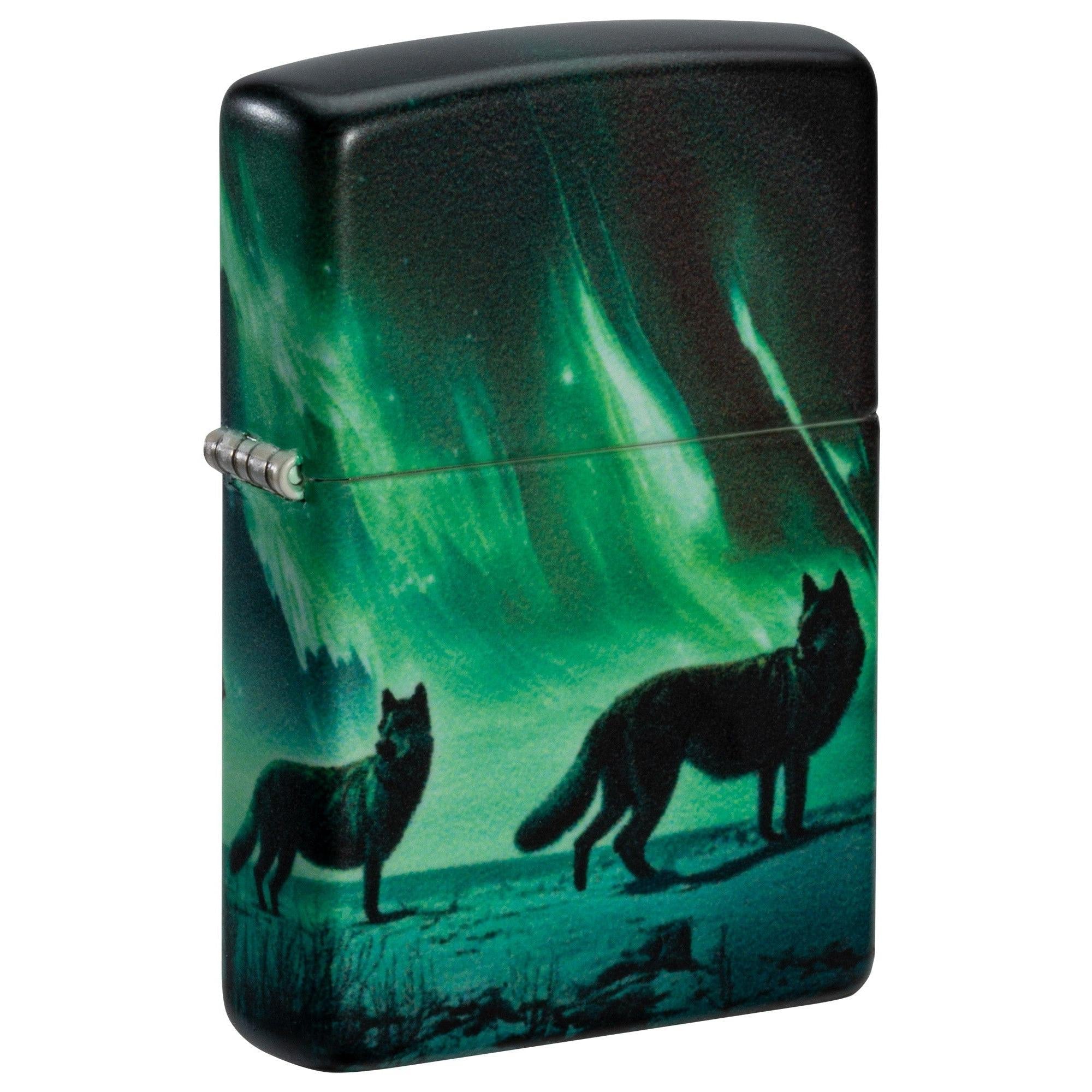 Zippo Lighter: Wolves with Northern Lights, Glow-in-the-Dark - 540 Color 81643