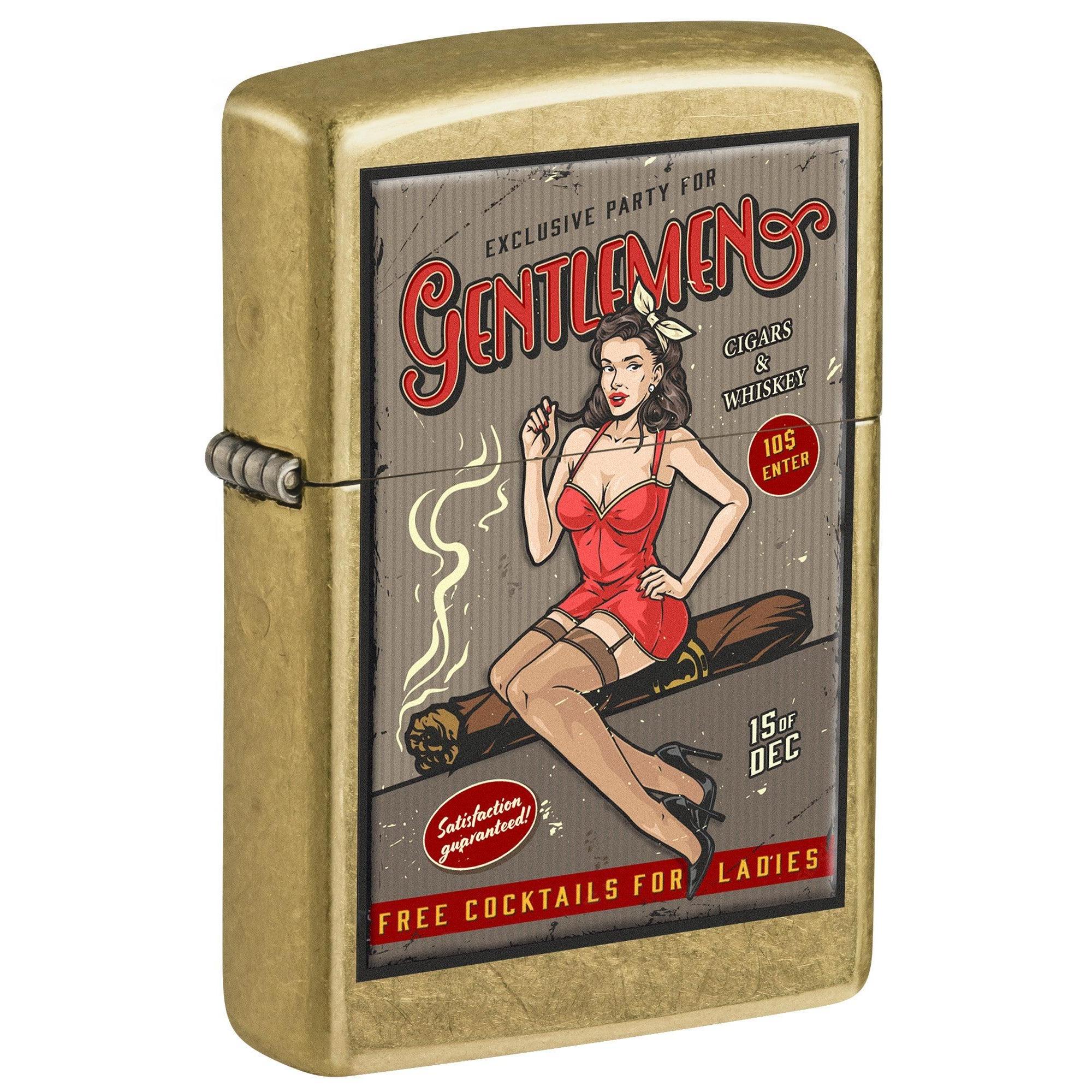 Zippo Lighter: Whiskey and Cigars Party, Pin-up Girl - Street Brass 81675