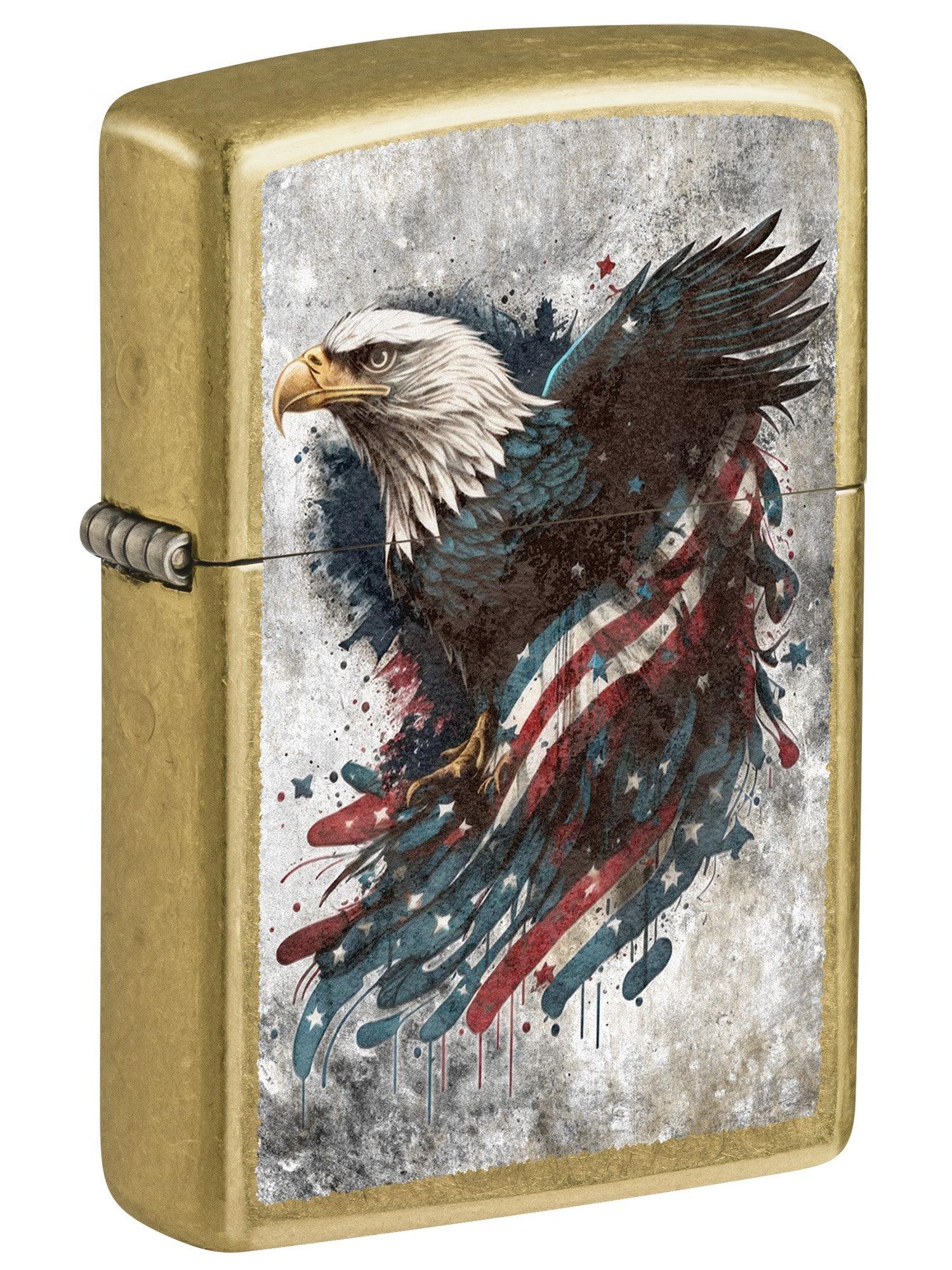 Zippo Lighter: Eagle and Flag, Distressed Look - Street Brass 81682