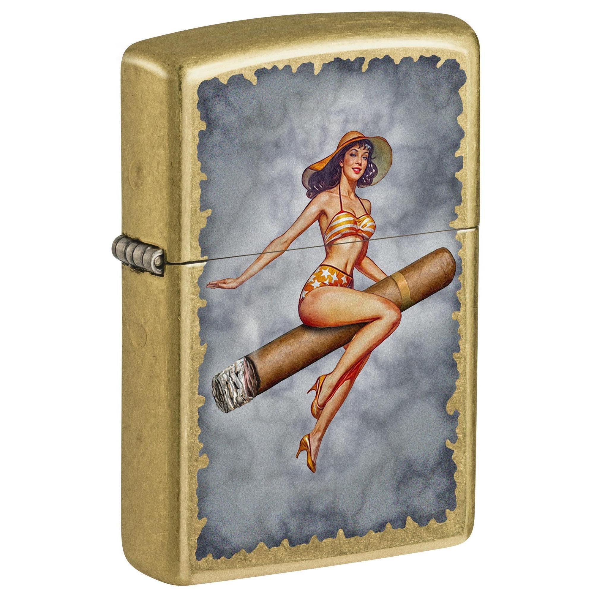 Zippo Lighter: Pin-up Girl on Cigar - Street Brass 81692