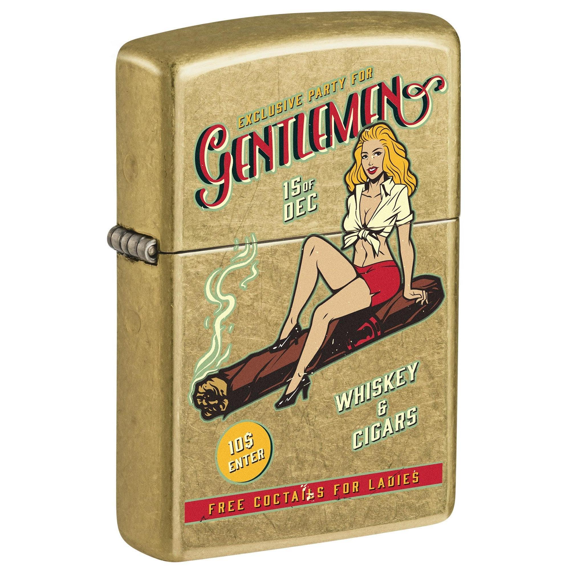 Zippo Lighter: Whiskey and Cigars Party, Pin-up Girl - Street Brass 81693