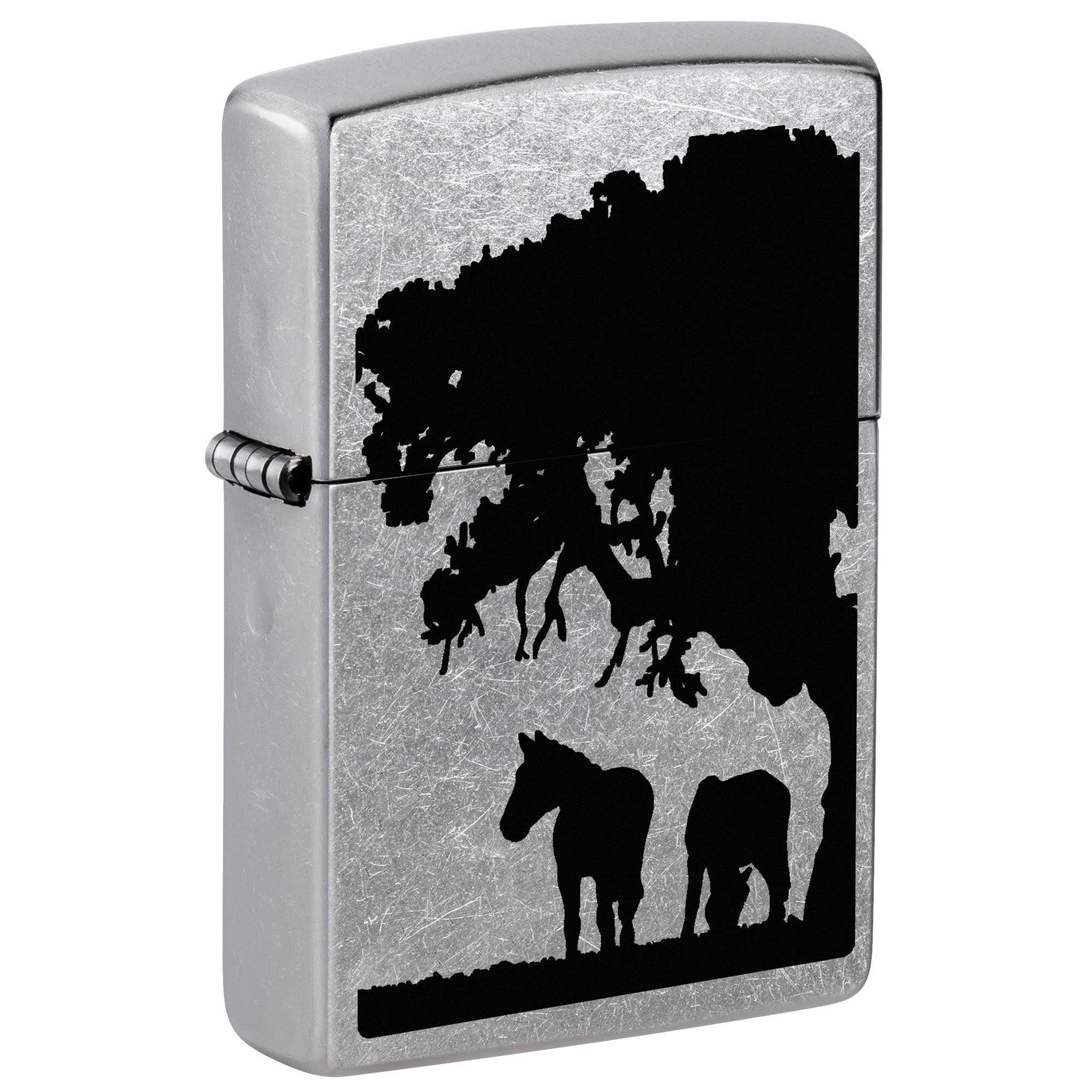 Zippo Lighter: Horses Under Tree - Street Chrome 81700