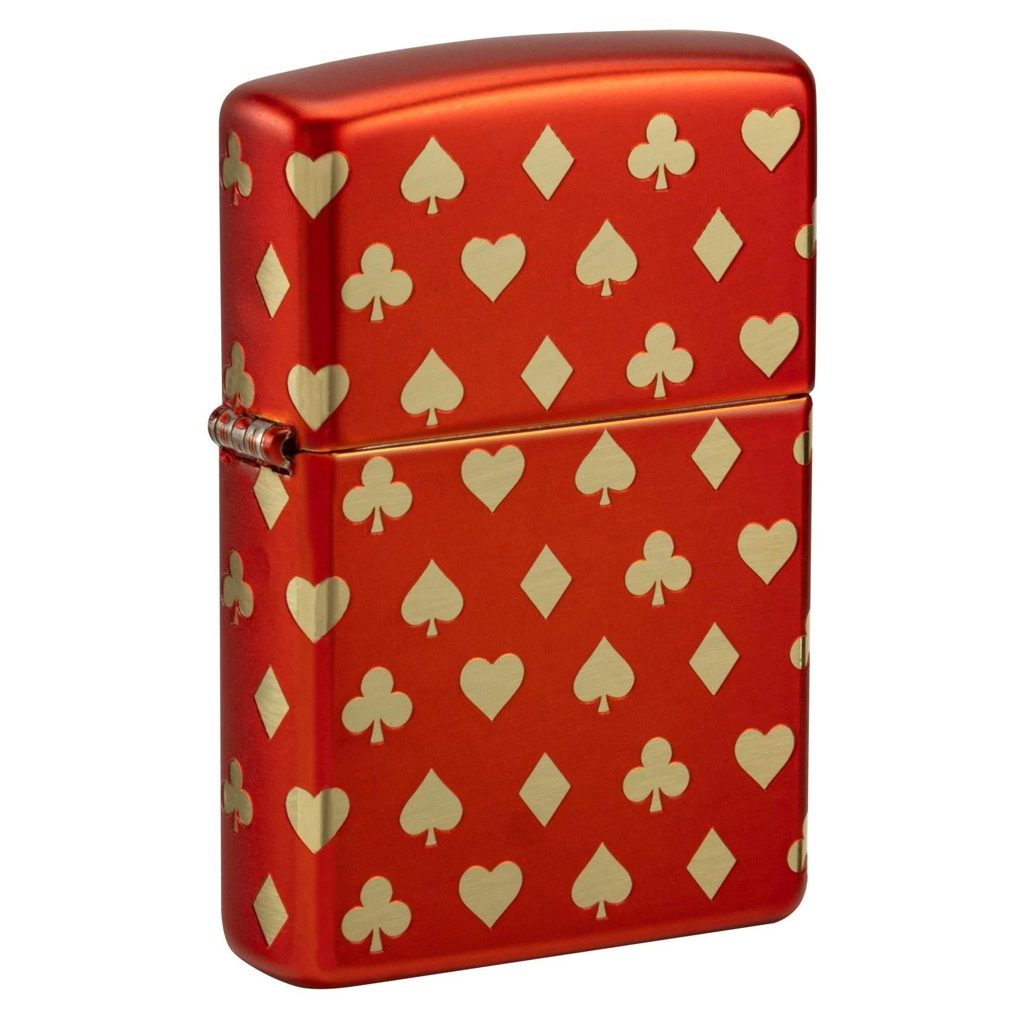 Zippo Lighter: Card Suits, 360 Laser Engraved - Metallic Red 81708