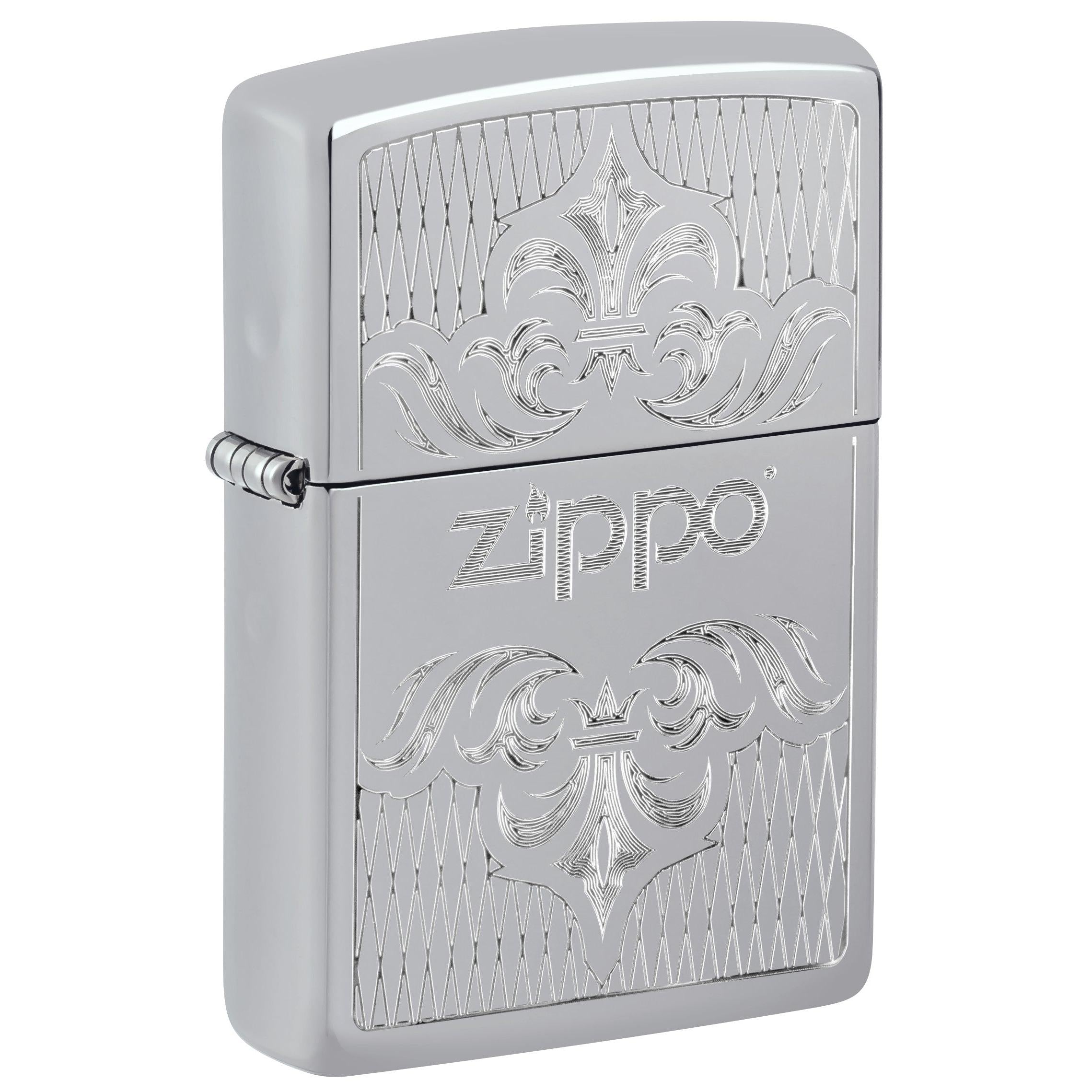 Zippo Lighter: Regal Zippo Design, Engraved - High Polish Chrome 81716