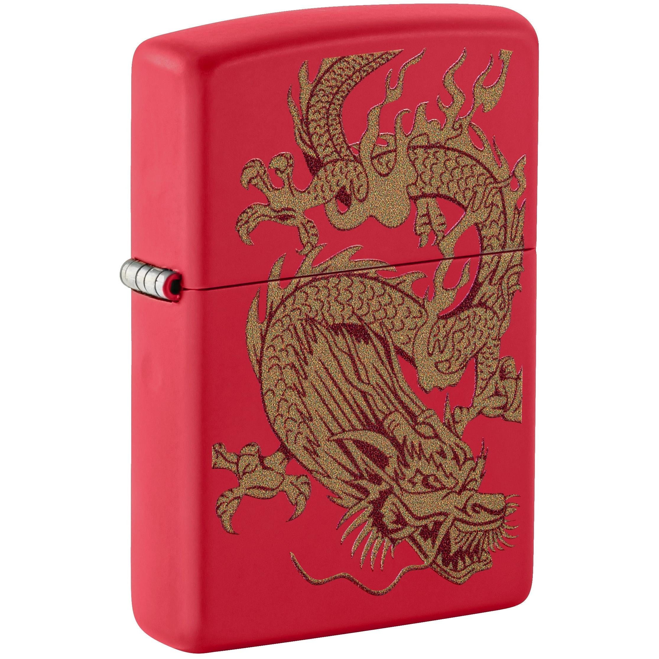 Zippo Lighter: Golden Dragon - Red Matte 81718
