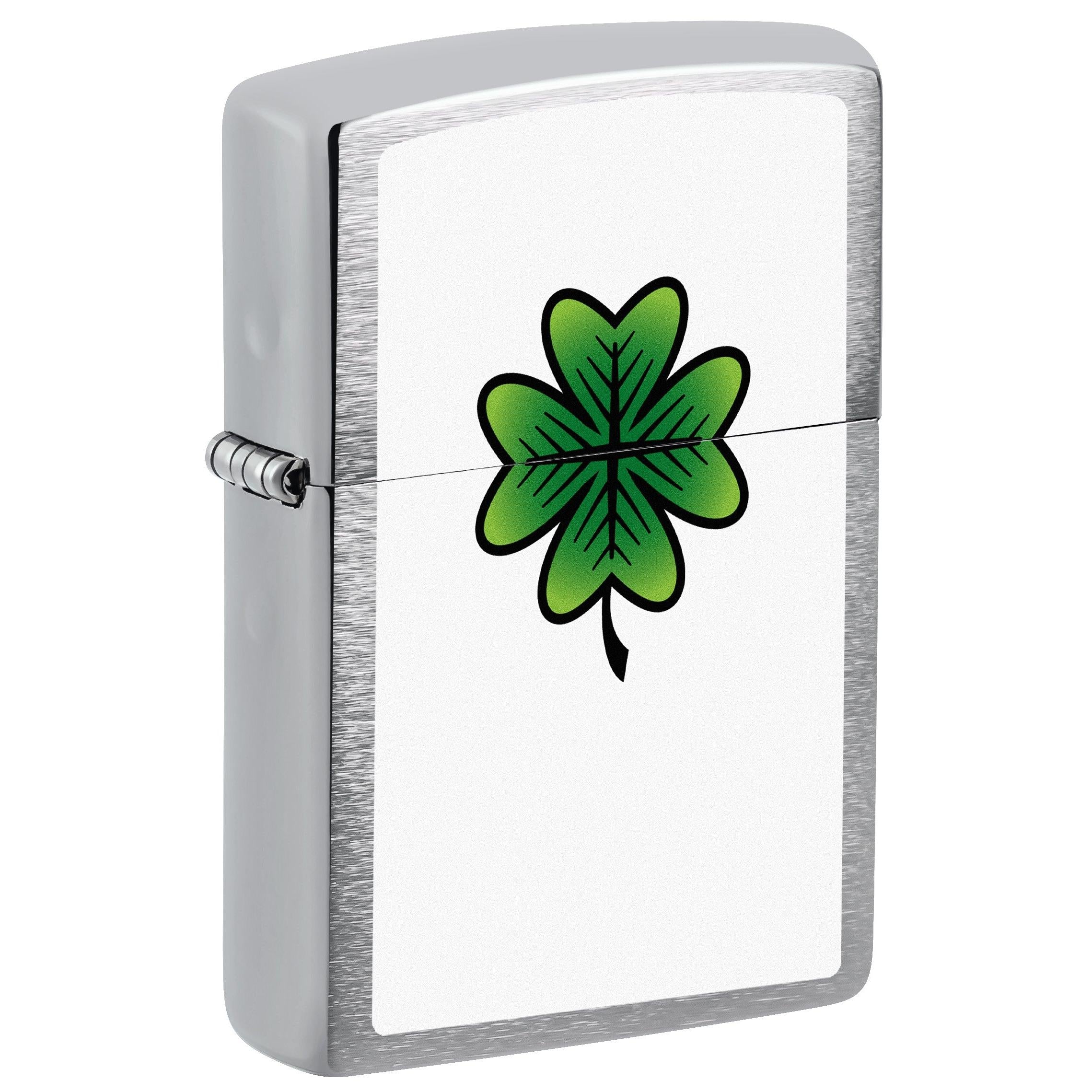Zippo Lighter: Four Leaf Clover - Brushed Chrome 81725