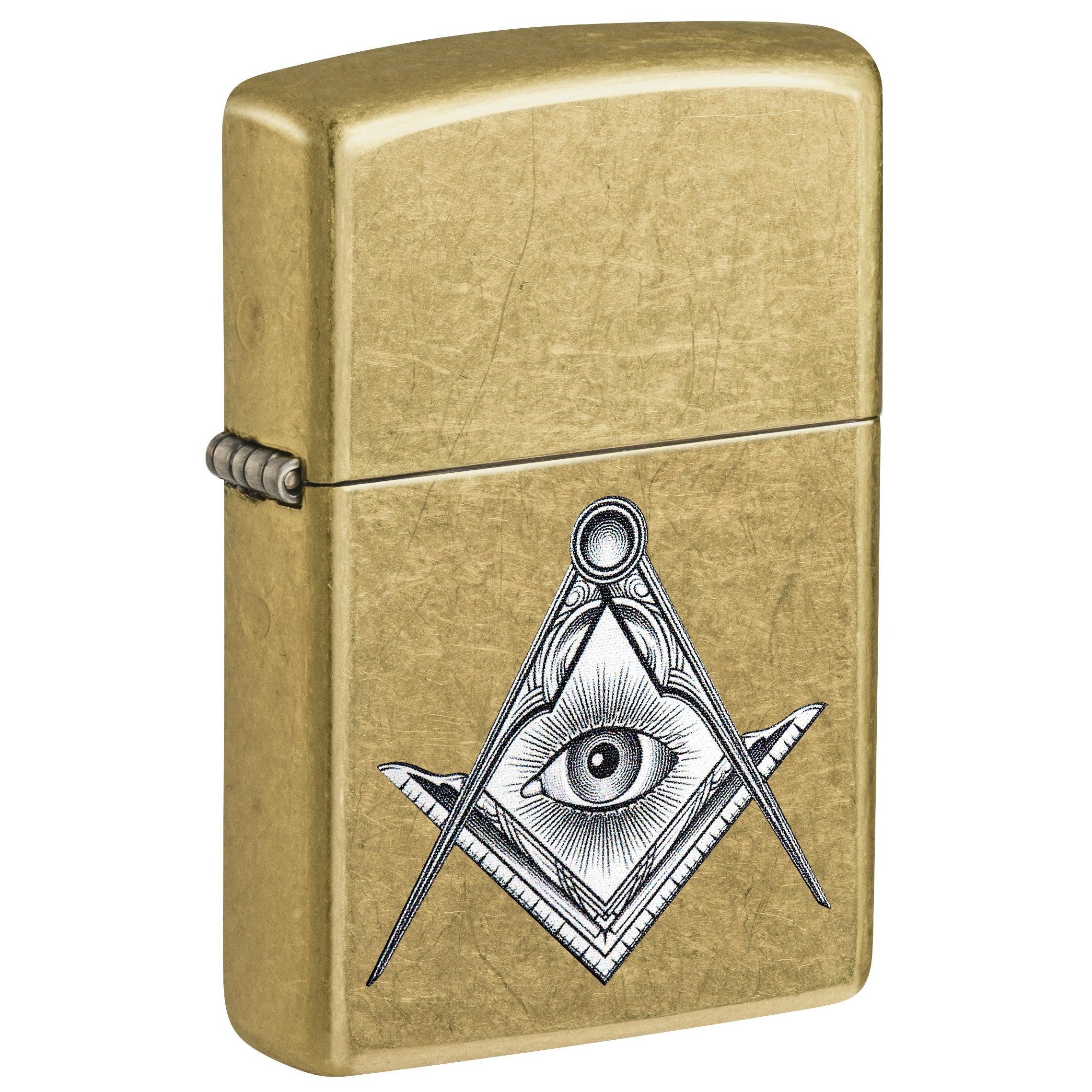 Zippo Lighter: Masonic Compass and Square - Street Brass 81736