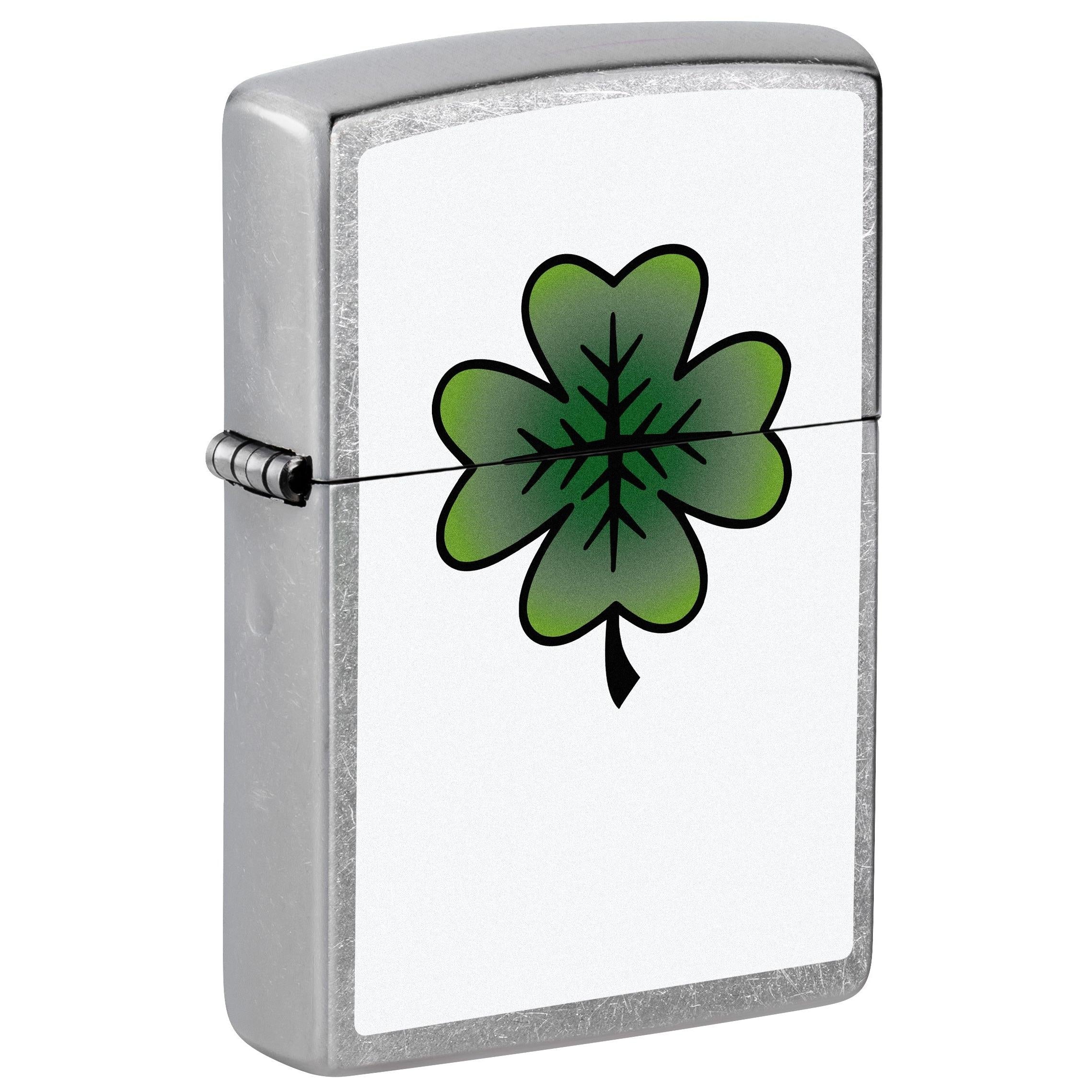 Zippo Lighter: Four Leaf Clover - Street Chrome 81740