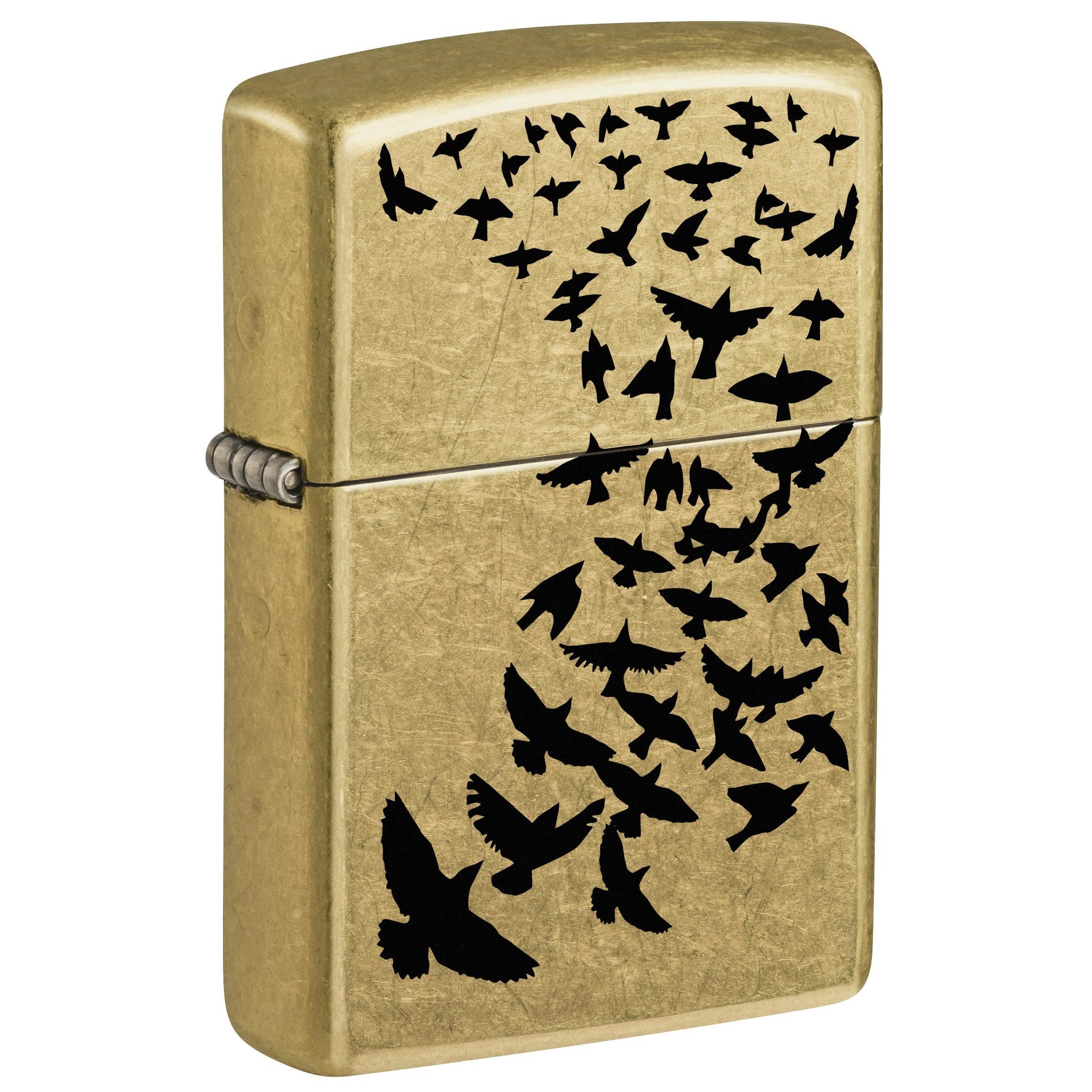 Zippo Lighter: Black Birds Flying - Street Brass 81742