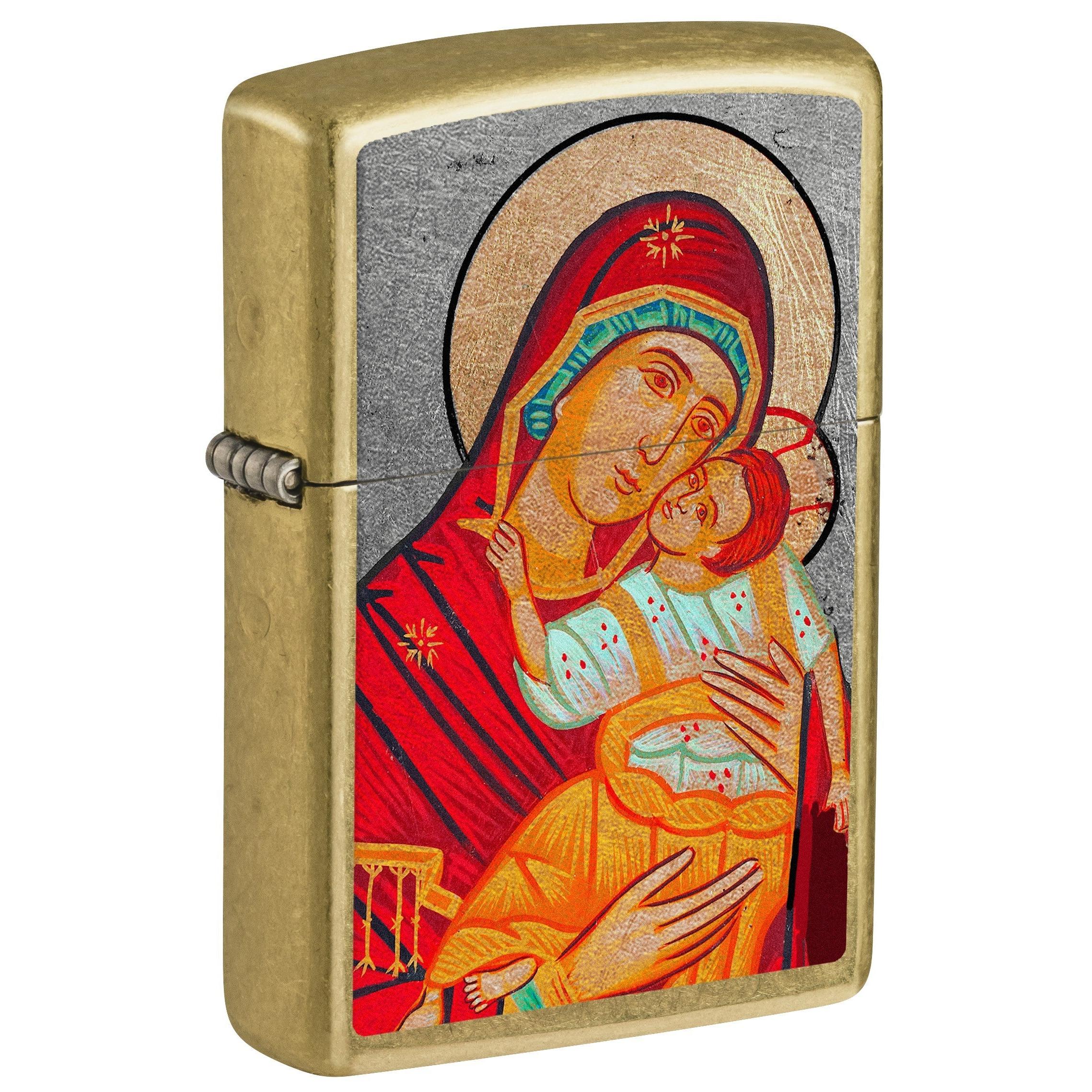Zippo Lighter: Virgin Mary with Child - Street Brass 81747