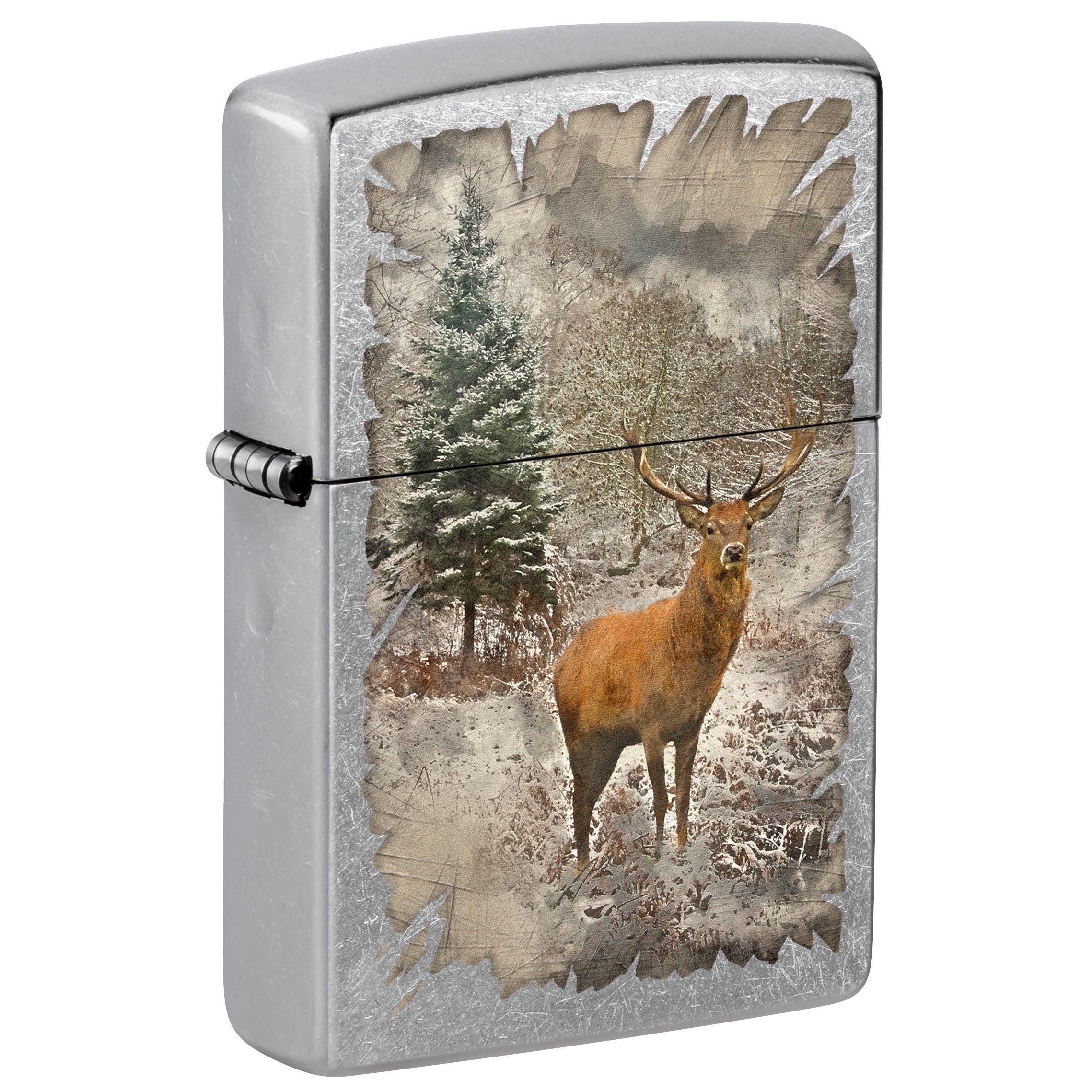 Zippo Lighter: Red Deer in the Woods - Street Chrome 81753