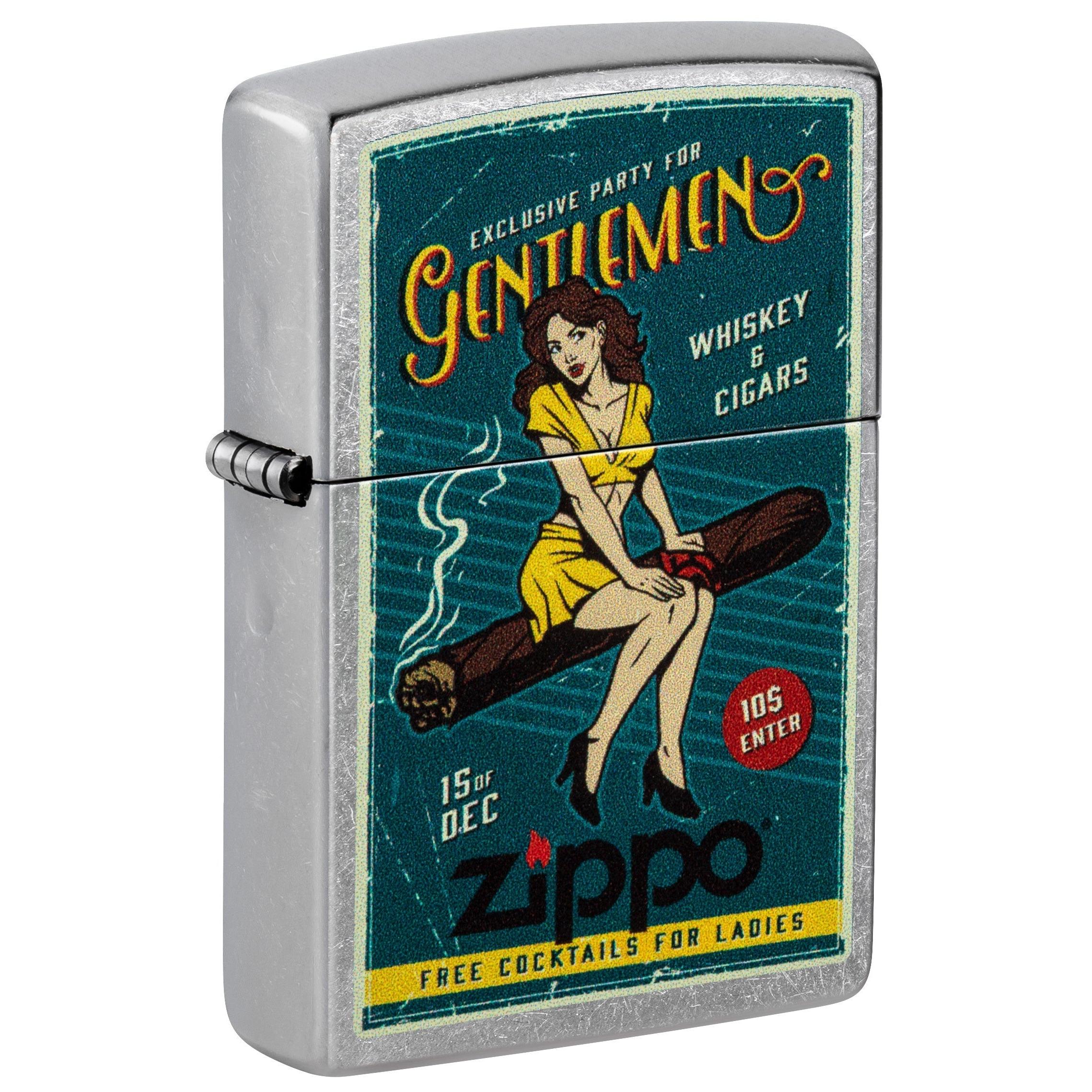 Zippo Lighter: Cigar Pin-up Girl - Street Chrome 81755