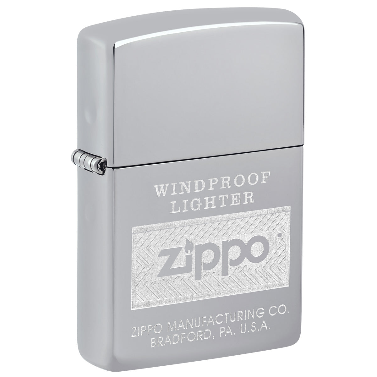 Zippo Lighter: Zippo Windproof Logo, Engraved - High Polish Chrome 81759